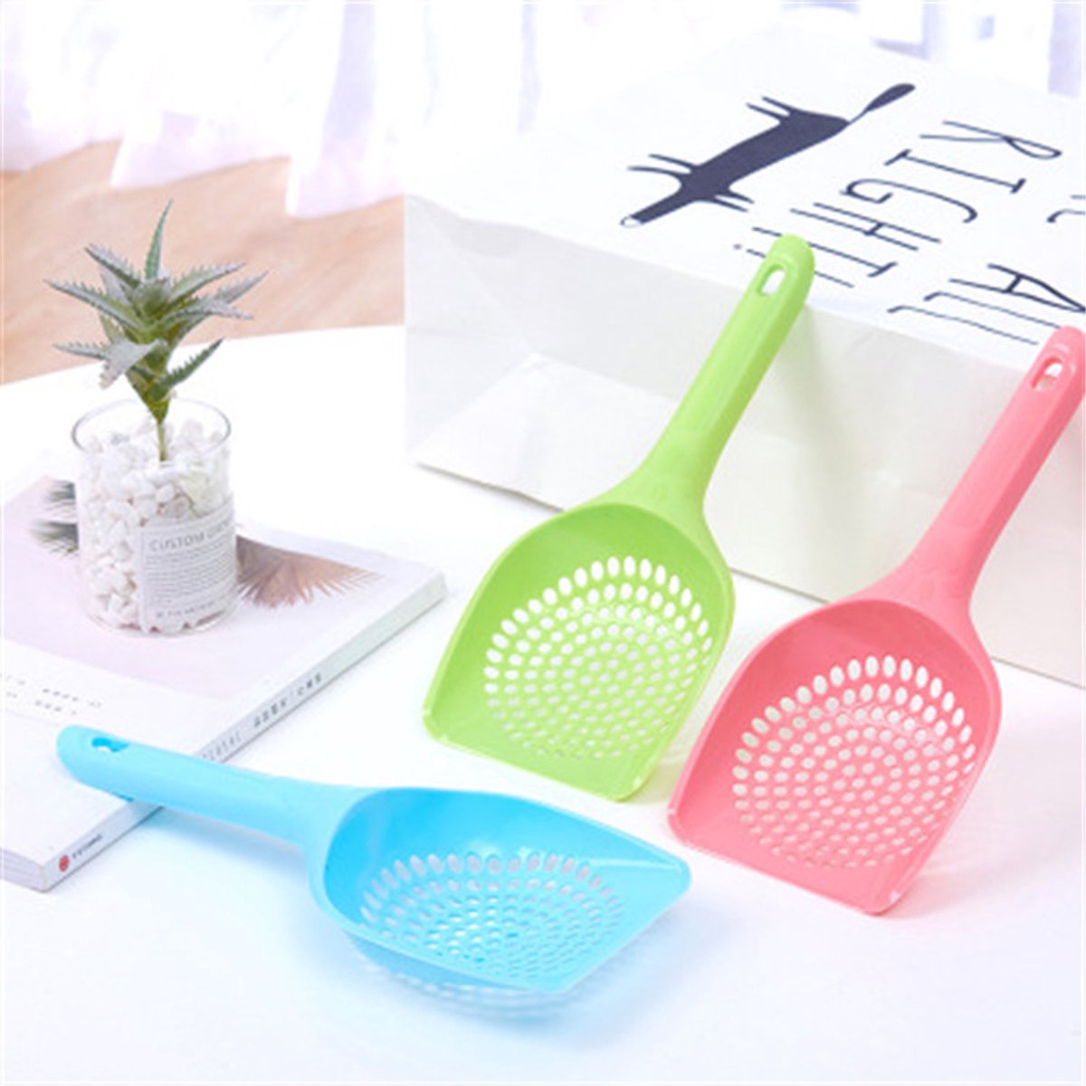 Cat Litter Scoop - Poop Scoop - 25.5 cm - cat litter scoop cleaning tool - cat litter scoop - small cat litter scooter - Poop scoop - for pets, cats, kittens, dogs - pink - Image 2