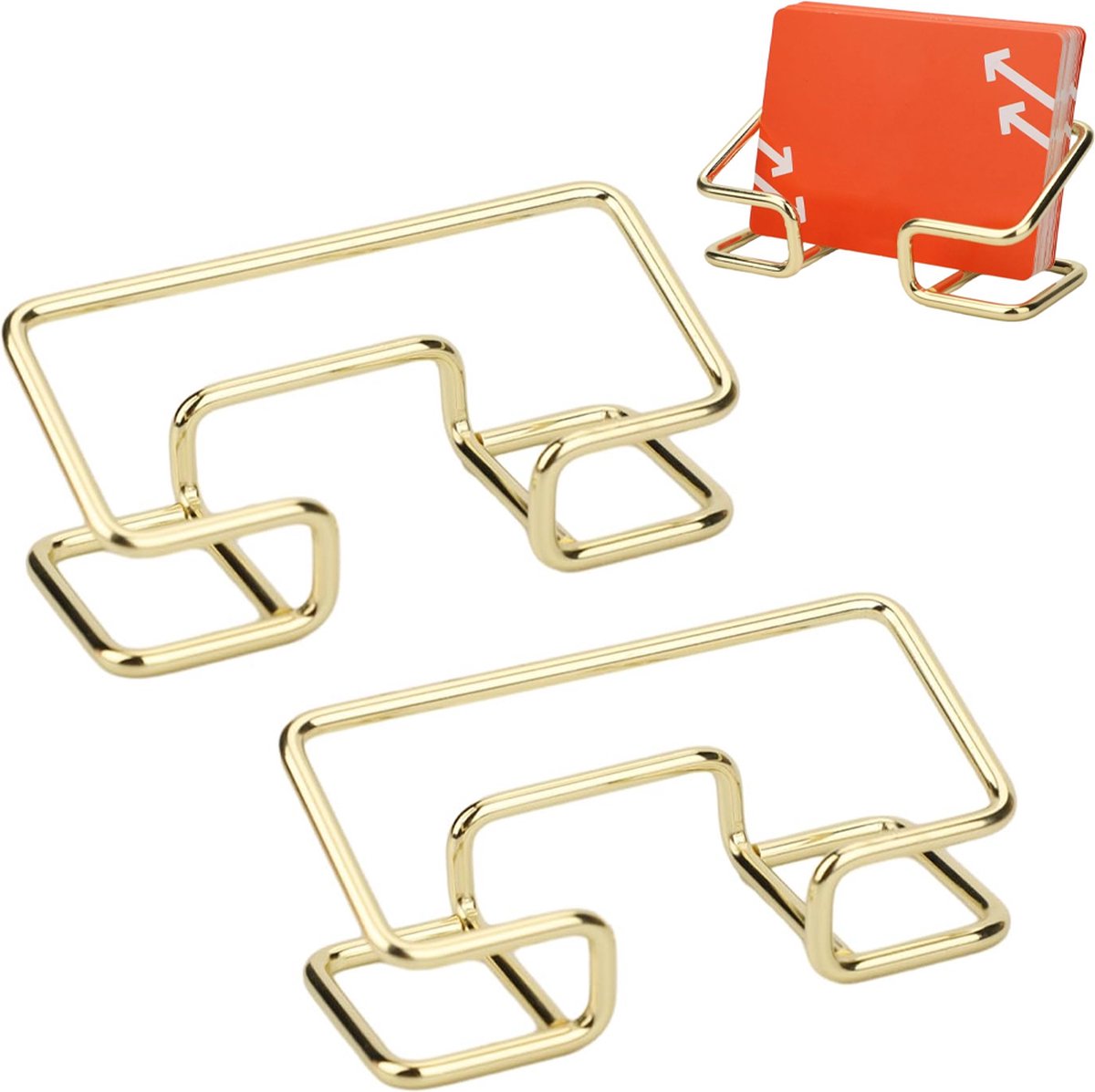 Business Card Holder - 2 Pieces - Business Card Tray - Business Card Holder - Business Card Holder - Business Card Holder - Card Holder - Holder for Business Cards - Luxury Holder - Business Cards - Holder - Office Supplies - For the Desk - Gold - Image 1
