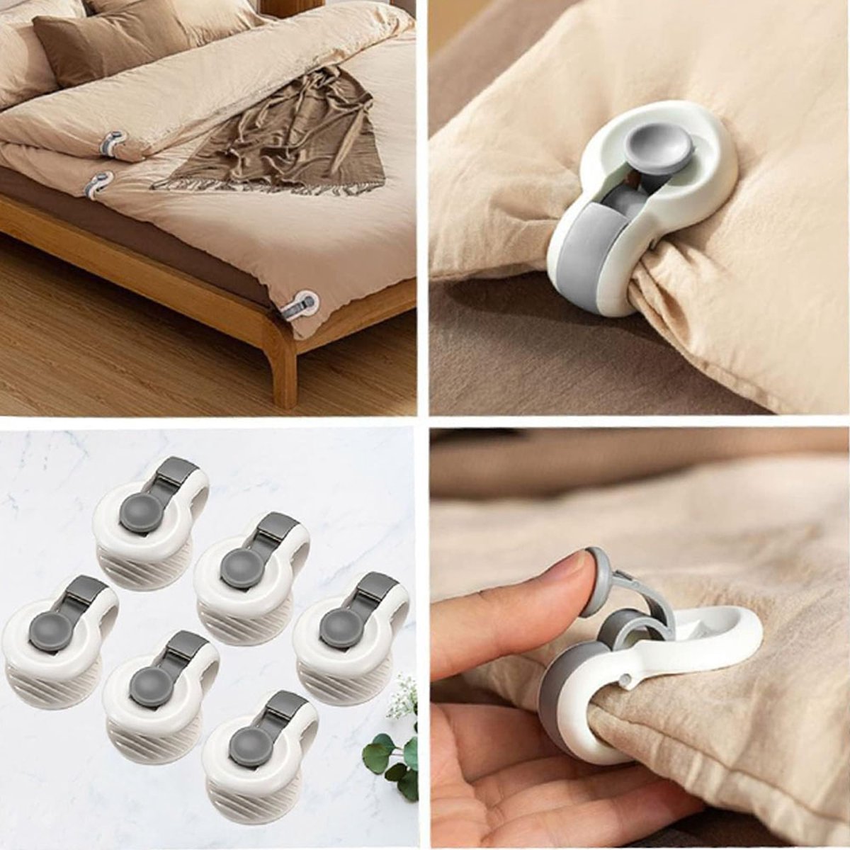 Sturdy Duvet Clips - 6 Pieces - Duvet Clips - Duvet Pegs - Duvet Clamps - Clip Duvet Cover - Prevents Your Duvet from Shifting - Neat - Clips - Blankets - Sheets - Grey - Image 4