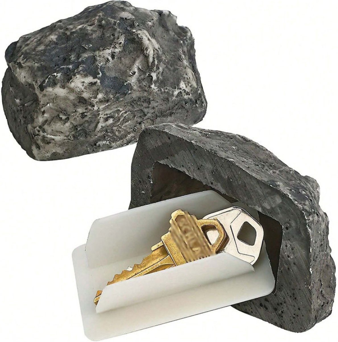 Fake Stone - Hollow Stone - Outdoor Hiding Place for House Keys - Plastic Fake Stone - Anti-Burglar - Security - Discreet - Safe Way to Hide a Key - Hide Keys in an Unfindable Hiding Place - 1 Piece - Image 1