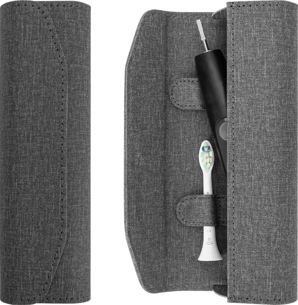 Electric Toothbrush Travel Case - With Magnetic Closure - Toothbrush Holder - Hard Shell Electronic Toothbrush Carrying Case - Universal - Protective Storage Box - 20x6x4 Cm - Grey - 1 Piece - Image 1