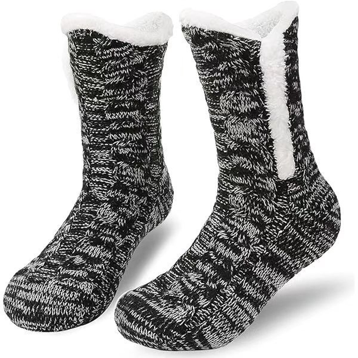 Socks - Plush Socks - Warm Socks - Winter Socks - House Socks - Fluffy Socks - Thick - Warming Quality - Comfort - Soft - Warm - with Plush Lining - Black - Unisex - Christmas Gift - Christmas - Gift - Perfect as a Christmas gift - Image 1