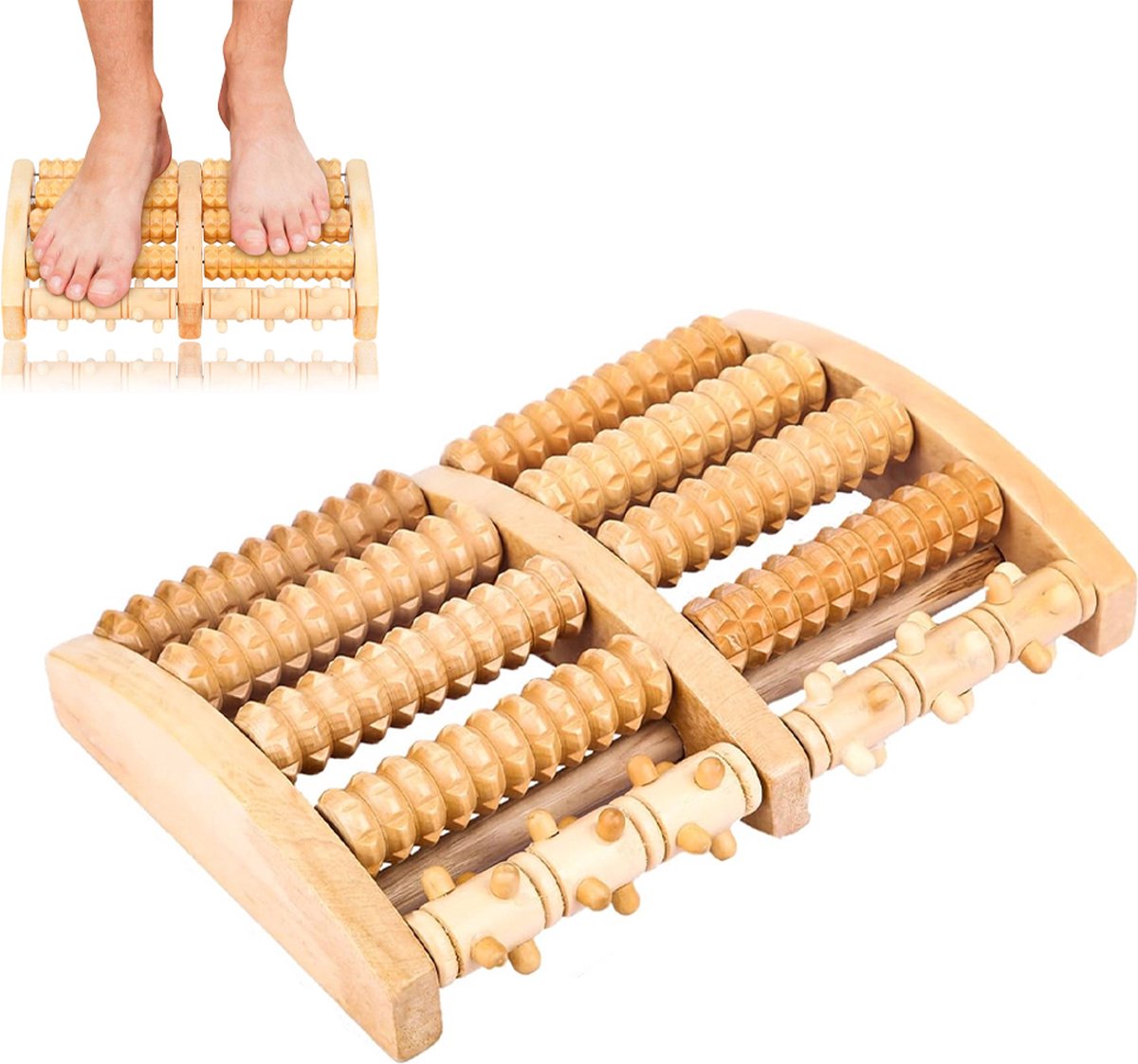 Wooden Foot Massager - Foot Massage Roller - Massage Device - Massage Roller - Foot Roller - Wooden Foot Massage Roller - Reflexology - Improves Blood Circulation - For Home and Office - 27.3×18.5×5cm - Image 1