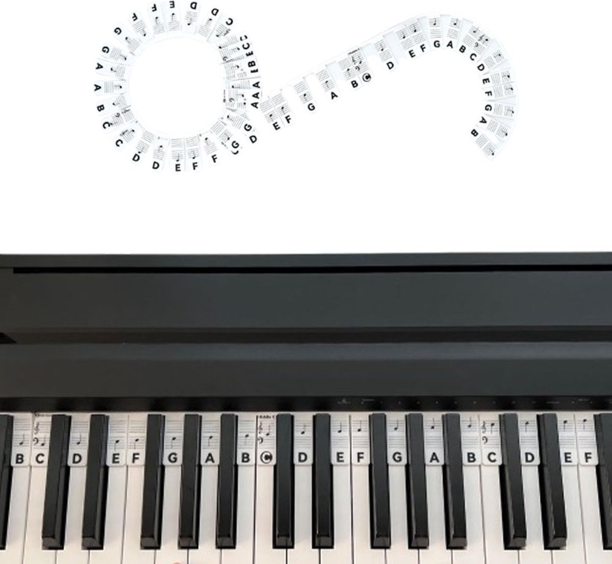 Removable Silicone Piano Stickers - 88 Keys - Key Guide - Keyboard Stickers - Reusable - Learn Music Notes Easily - Learn to Play Strip - Includes Storage Box - For Beginners - Image 1