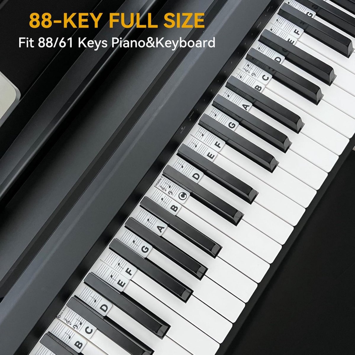 Removable Silicone Piano Stickers - 88 Keys - Key Guide - Keyboard Stickers - Reusable - Learn Music Notes Easily - Learn to Play Strip - Includes Storage Box - For Beginners - Image 5