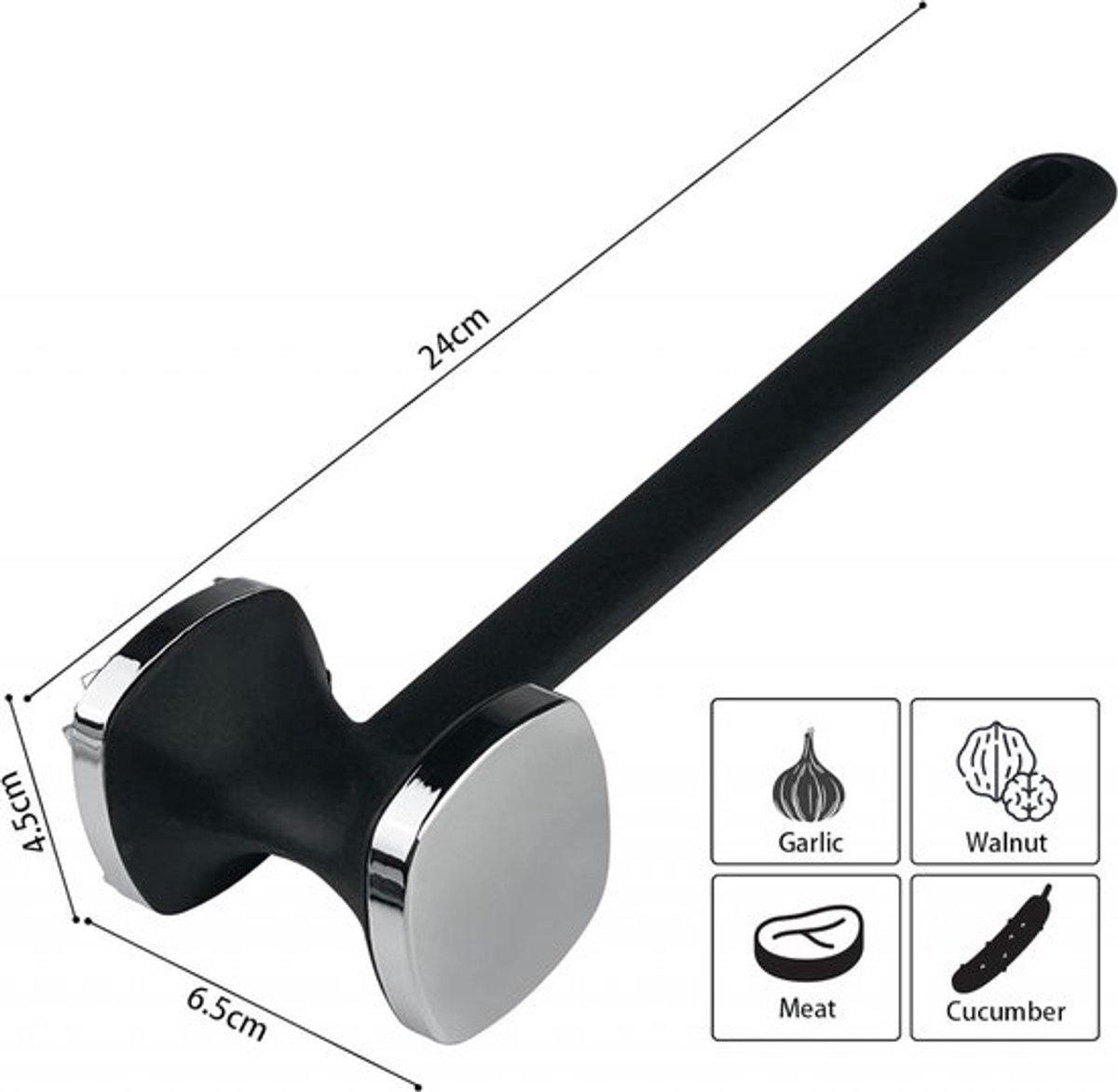 Meat Hammer - Meat Tenderizer - Hammer for Meat - Zinc Meat Beater - Meat Crusher - Meat Tenderizer - Ideal for Tenderizing Meat - Double-Sided - Hangable - Kitchen Utensils - BBQ Accessories - Black - Image 2
