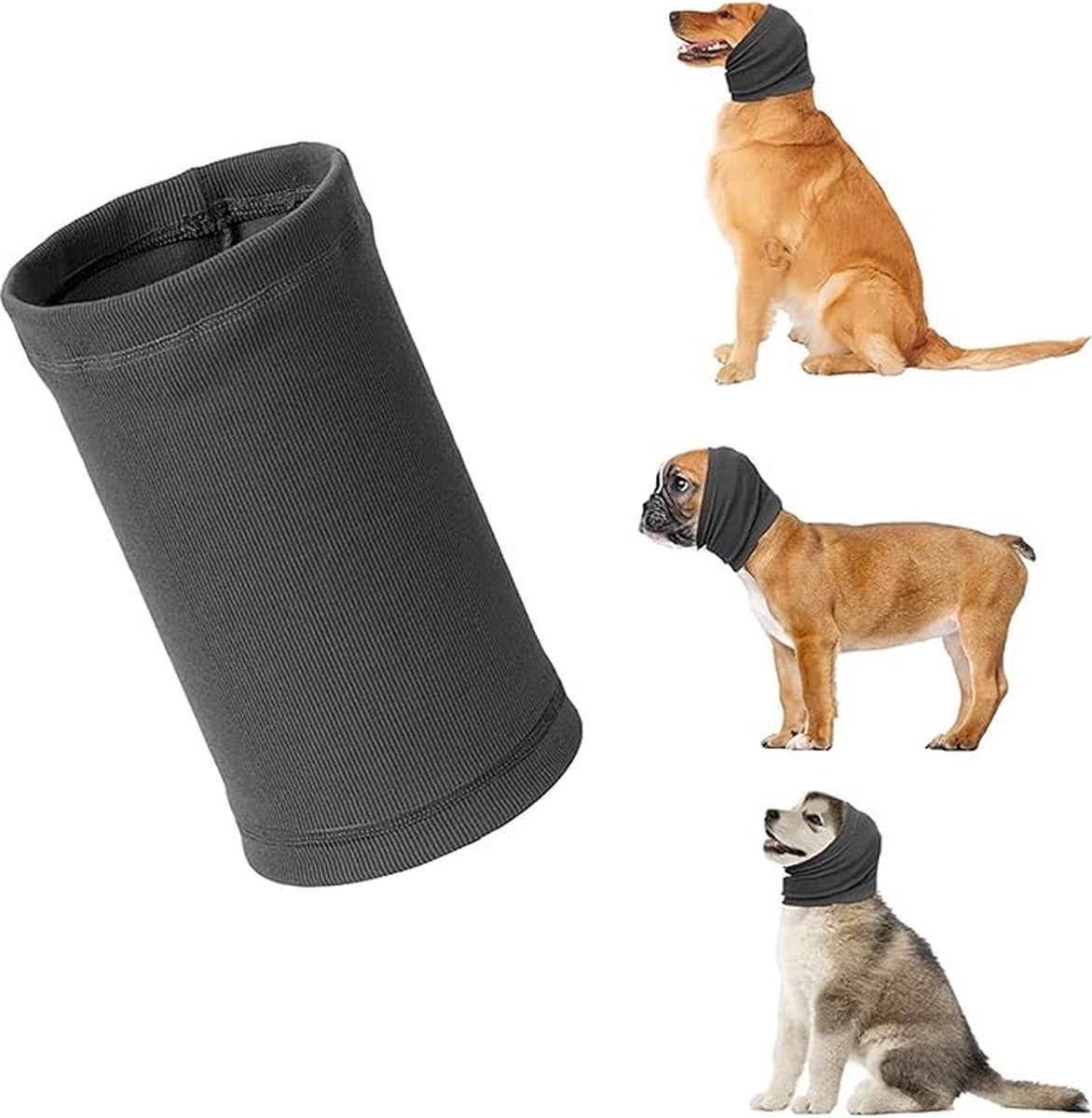 Dog Ear Protector - Dog Ear Protection - Noise-Dampening Dog Headband - Noise-Resistant Dog Neck Collar - Ear Protection For Dogs - Dog Ear Protector - Comfortable - Soothing - Soft - Anxiety Relief Noise Protection - Size M - Grey - Image 1