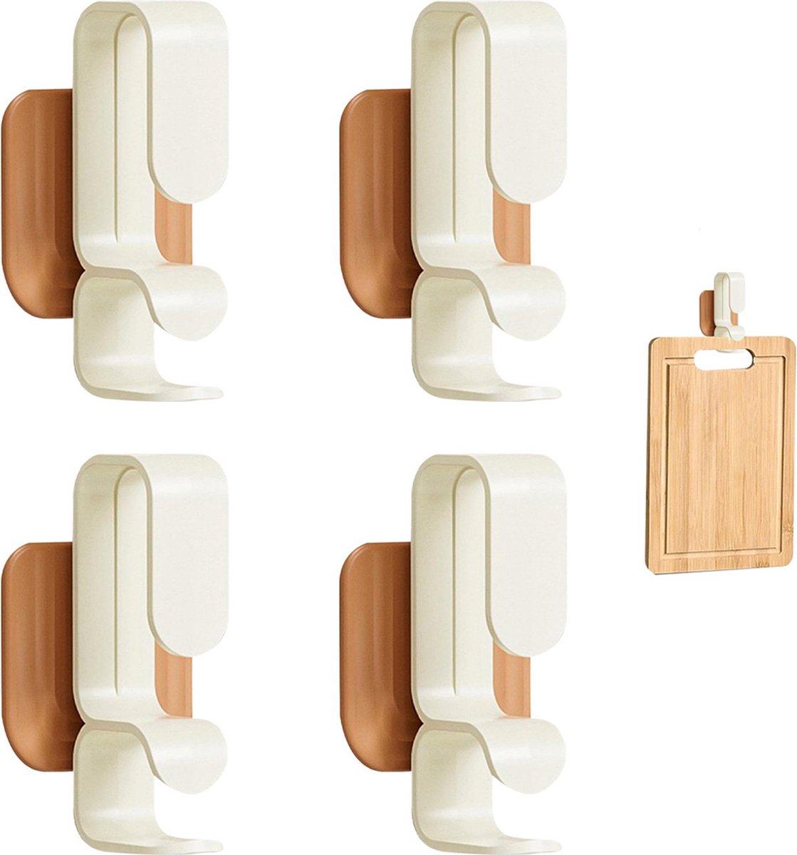 Towel Hook - 4 Pieces - Coat Hook - Hanging Hooks - Small Towel Hooks - Washbasin Hook - Towel Hooks - Hook - Wall Hanging Hook - Waterproof Hooks for Kitchen and Bathroom - Self-Adhesive - Multifunctional Hook - For Windows, Glass, Bathroom, Kitchen - Image 1