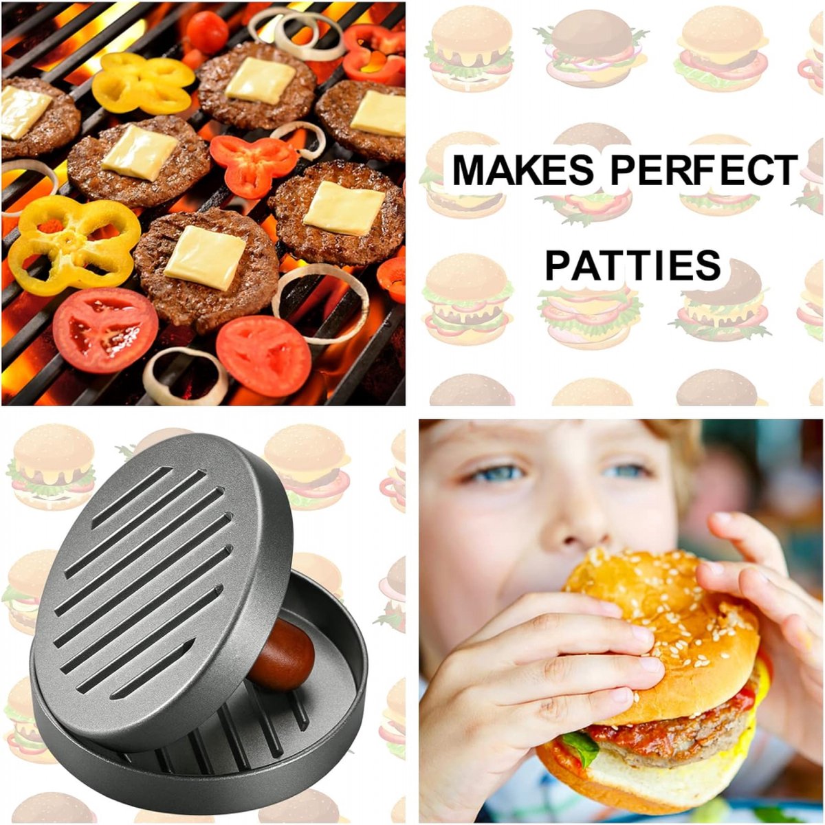 Hamburger Press - Stainless Steel - Hamburger Maker - Burger Press - Burger Press - Hamburger Presses - Hamburger Shaper - Burger Meat Press - Includes 100 Sheets of Wax Paper - Dishwasher Safe - BBQ Accessories - BBQ Tools - Image 4