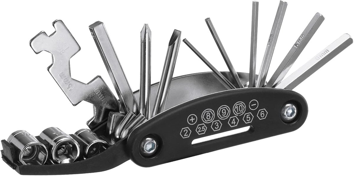16-in-1 Bicycle Tool - Professional Bicycle Tool Set - Portable Foldable - Multifunctional Cycling Repair Kit - Bicycle Equipment Tools - Ideal for Bicycles / Mountain Bikes / Everyday Cyclist / Cycling Enthusiast - Image 1