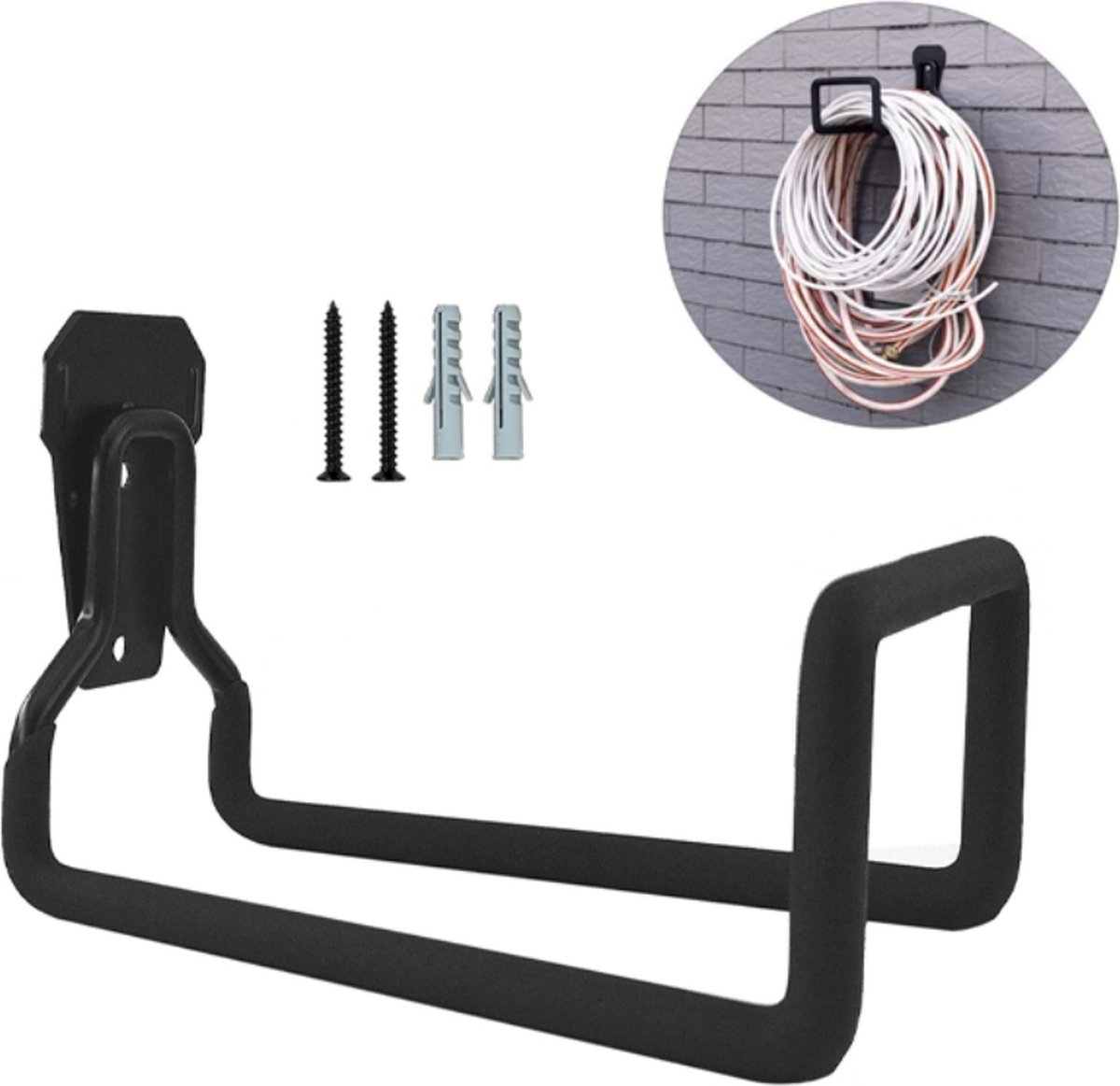 Garden Hose Holder - Metal Garden Hose Holder - Garden Hose Storage - Holder for Garden Hoses - Heavy Duty Wall Mount Watering Pipe Tube Storage Hanger - Wall-Mounted Water Hose Holder for Outdoor Garden - Black - 1 Piece - Image 1