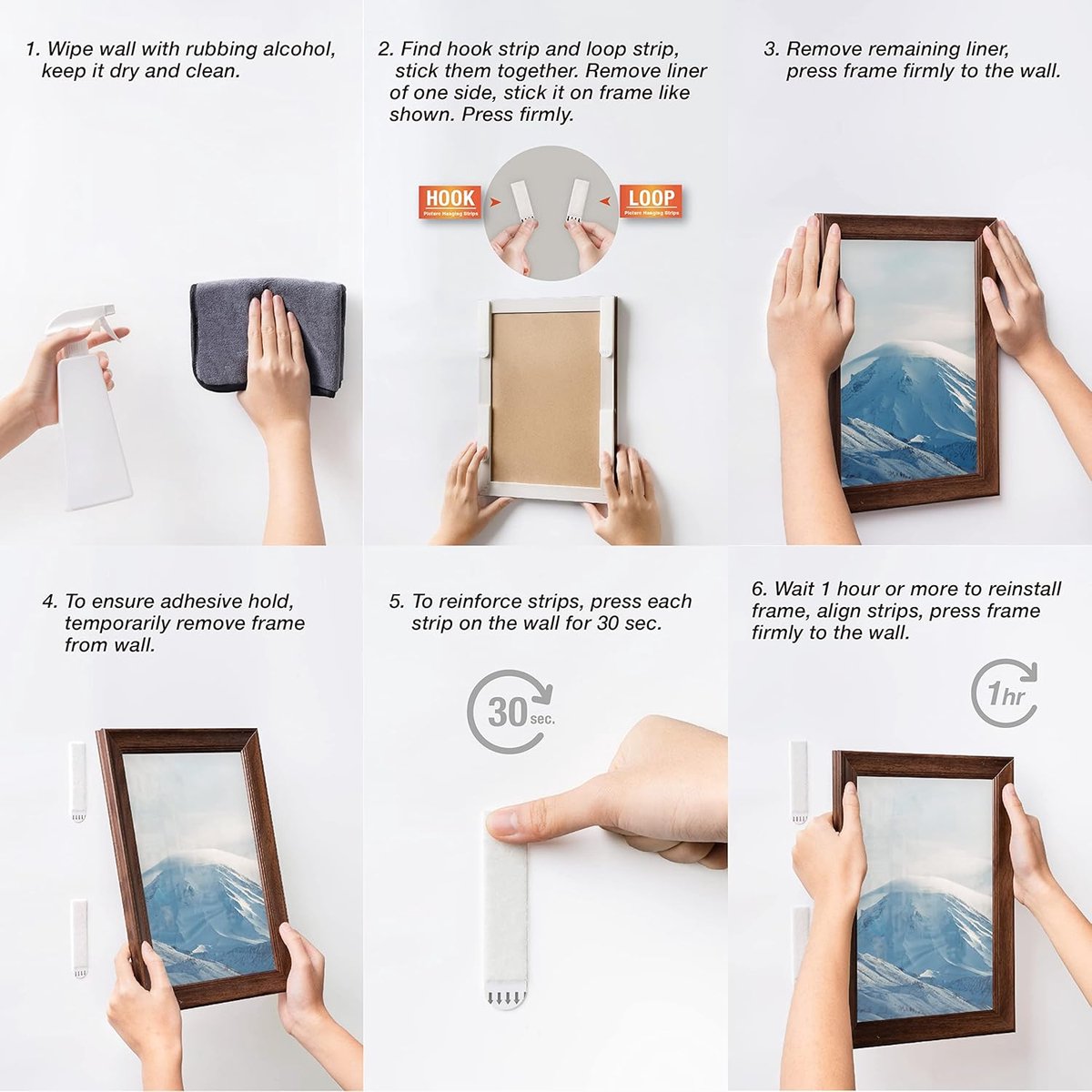 Strong Self-Adhesive Double-Sided Velcro - 24-Pair - Self-Adhesive Hook - Photo Frame - Photo Frame Hooks - Self-Adhesive Velcro - Hanging Hook - Wall Mount - Wall Hooks - Picture Hooks - Self-Adhesive Strips for Frame Hanging on the Wall - Image 3