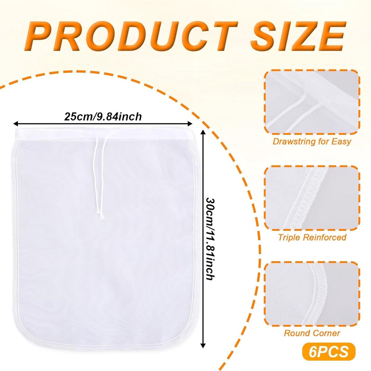 6 Pieces Nut Milk Bag for Straining 12