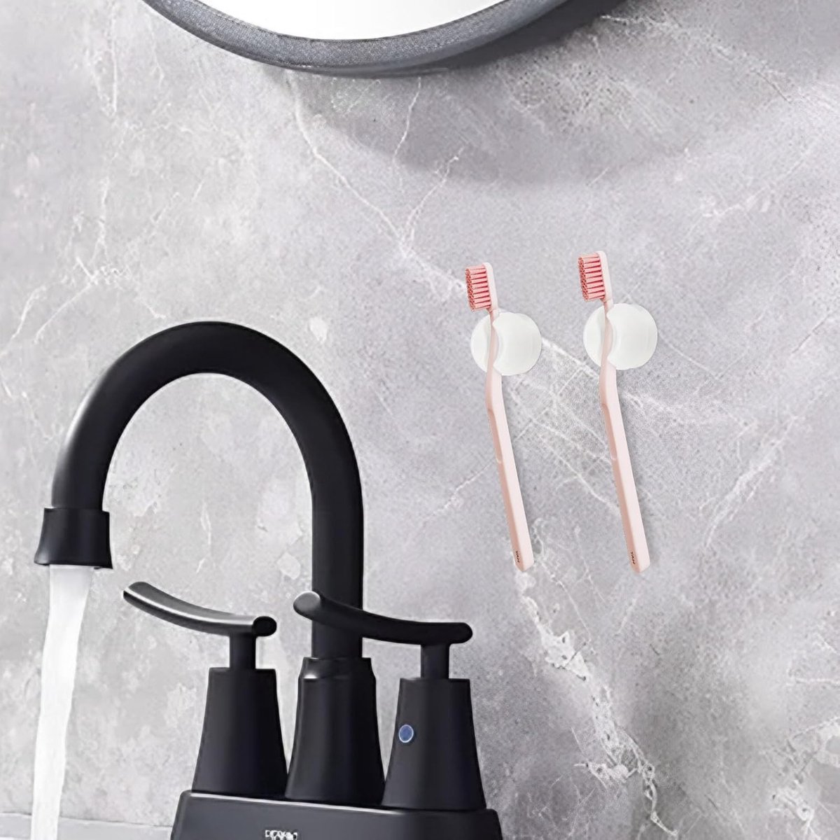 Toothbrush Holder - 10 Pieces - Holder - Bathroom - With Suction Cup - Washbasin - Shelf - Storage - Holder - Hygienic - Bathroom Gadgets - Bathroom Accessory - Wall Mounting - No Drilling Required - Plastic - Toothbrush - White - Image 3