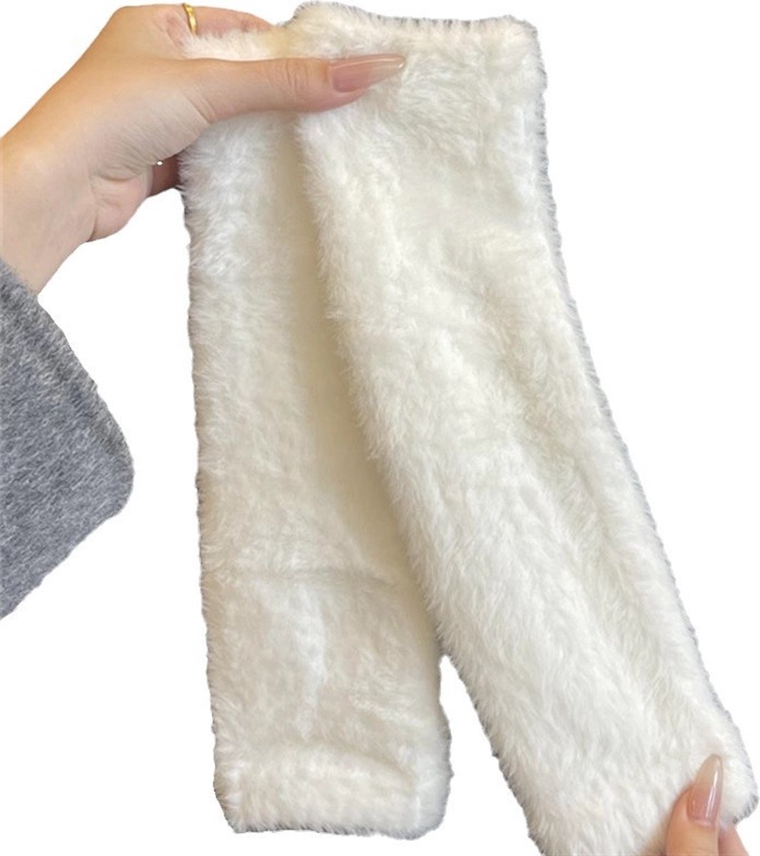 Gloves - Half Fingerless Gloves - Fingerless Gloves for Women - Hand Warmers - Wrist Warmers - Winter Gloves for Running, Cycling and Outdoors - One Size/27.5x8 Cm - White - 1 Pair - Image 1