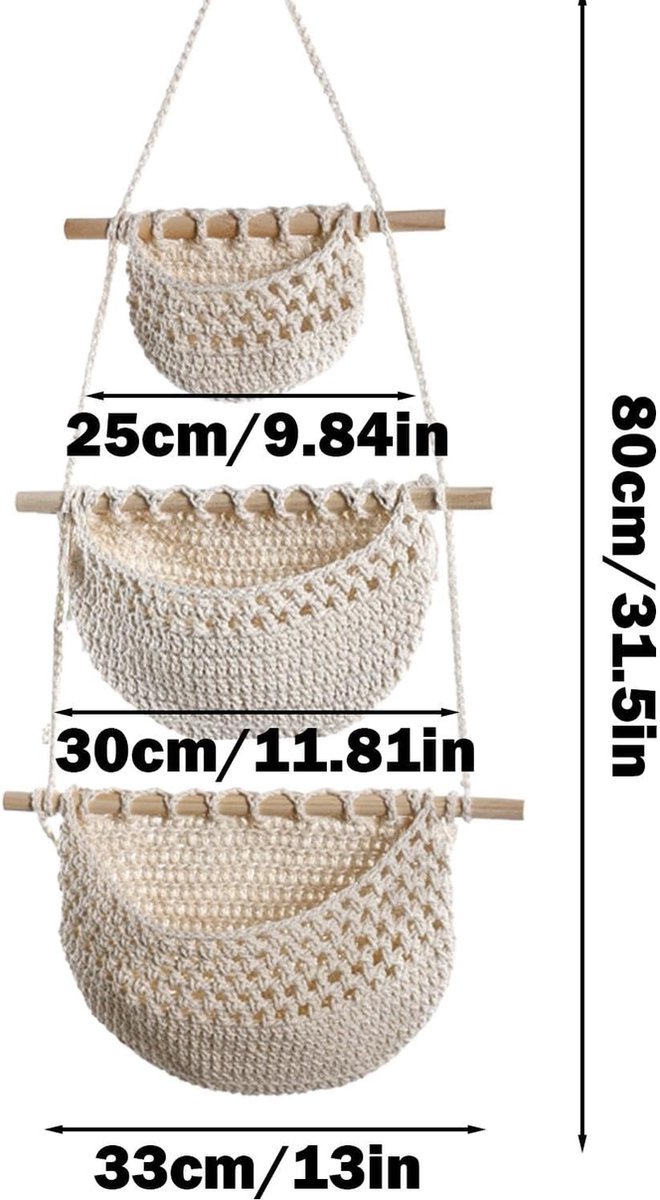 Hanging Organizer - Hanging Storage - Wall Organizer - Storage Bags - Hanging Wardrobe - Wall Bag - Over-the-Door Hanging Wall Organizer - Hanging Bag - Wall Basket - Fabric - Linen Hanging Basket - For Entrance, Wardrobe, Closet, Bathroom, Door - With 3 - Image 5