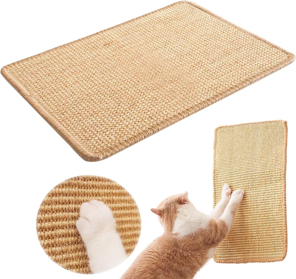 Sisal Cat Scratching Mat - Furniture Protection Against Scratching - Scratch Protection For Tables And Chairs - Easy To Apply - For Protecting Sofas, Carpets, Walls - For Sofa, Furniture And Door - 50x25 Cm - 1 Piece - Image 1
