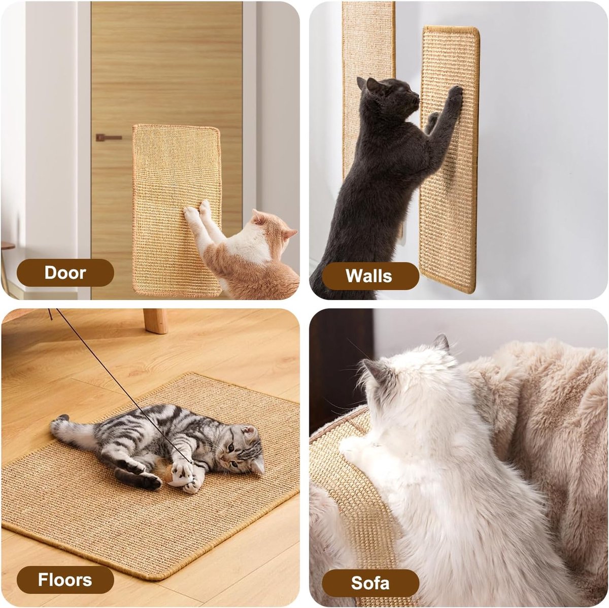 Sisal Cat Scratching Mat - Furniture Protection Against Scratching - Scratch Protection For Tables And Chairs - Easy To Apply - For Protecting Sofas, Carpets, Walls - For Sofa, Furniture And Door - 50x25 Cm - 1 Piece - Image 4