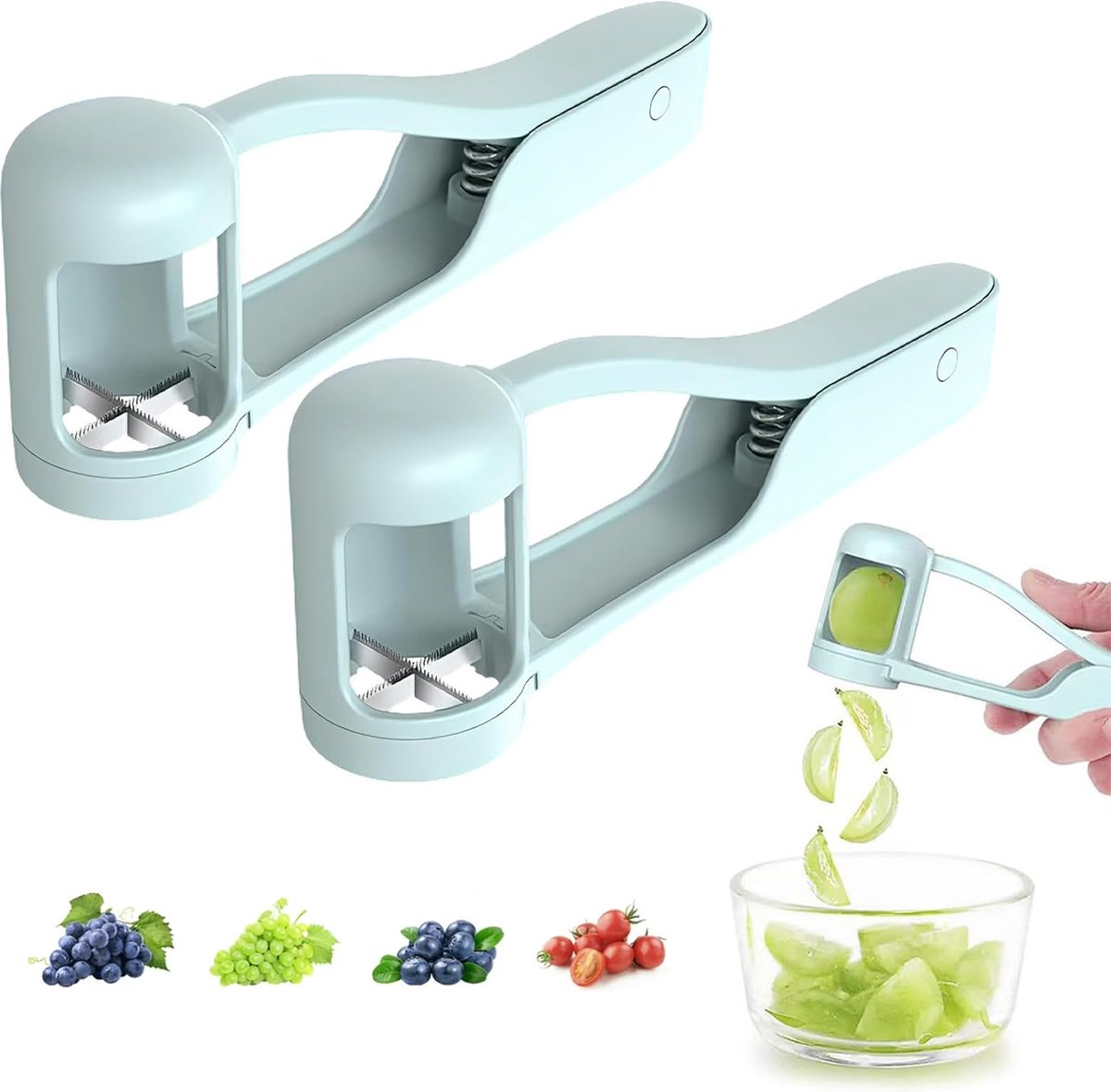Grape Slicer - Fruit Slicer - Slicer - Vegetable Slicer - Tomato Slicer - Grape Slicer - Kitchen Tool - Salad Slicer - Cherry Tomato Slicer - For Round Vegetables, Salad And Fruit - Ideal For Tomatoes / Grapes / Cherries / Strawberries - For Toddlers - Image 1