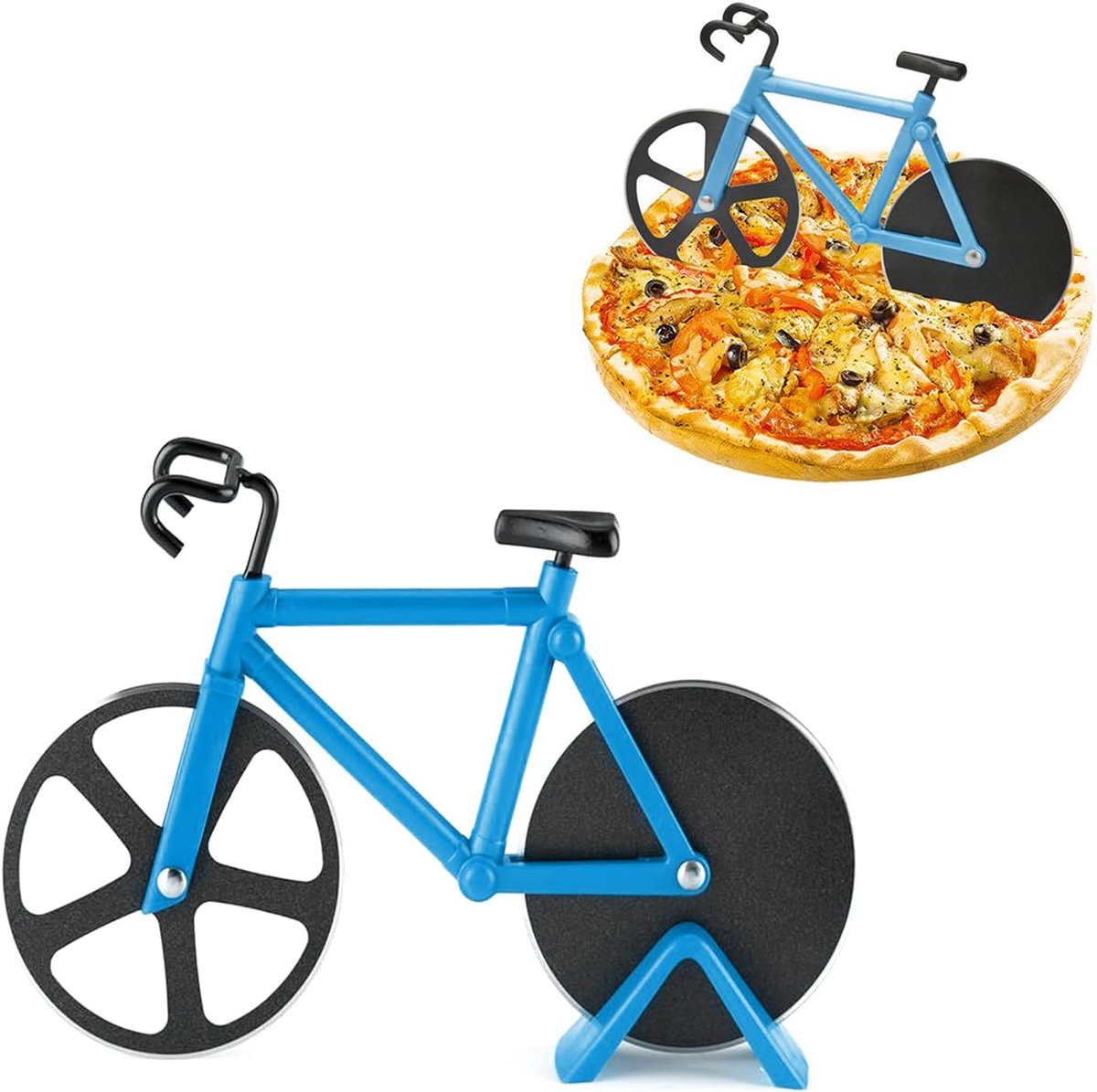 Pizza Cutter - Professional High Quality Bicycle Pizza Cutter - Creative Multifunctional Bicycle Pizza Knife - Pizza Bike - Pizza Knife - Pizza Accessories - With Non-Stick Coating - Party Pizza Cutter - Practical and Beautiful Decoration - Great Gift Ide - Image 1