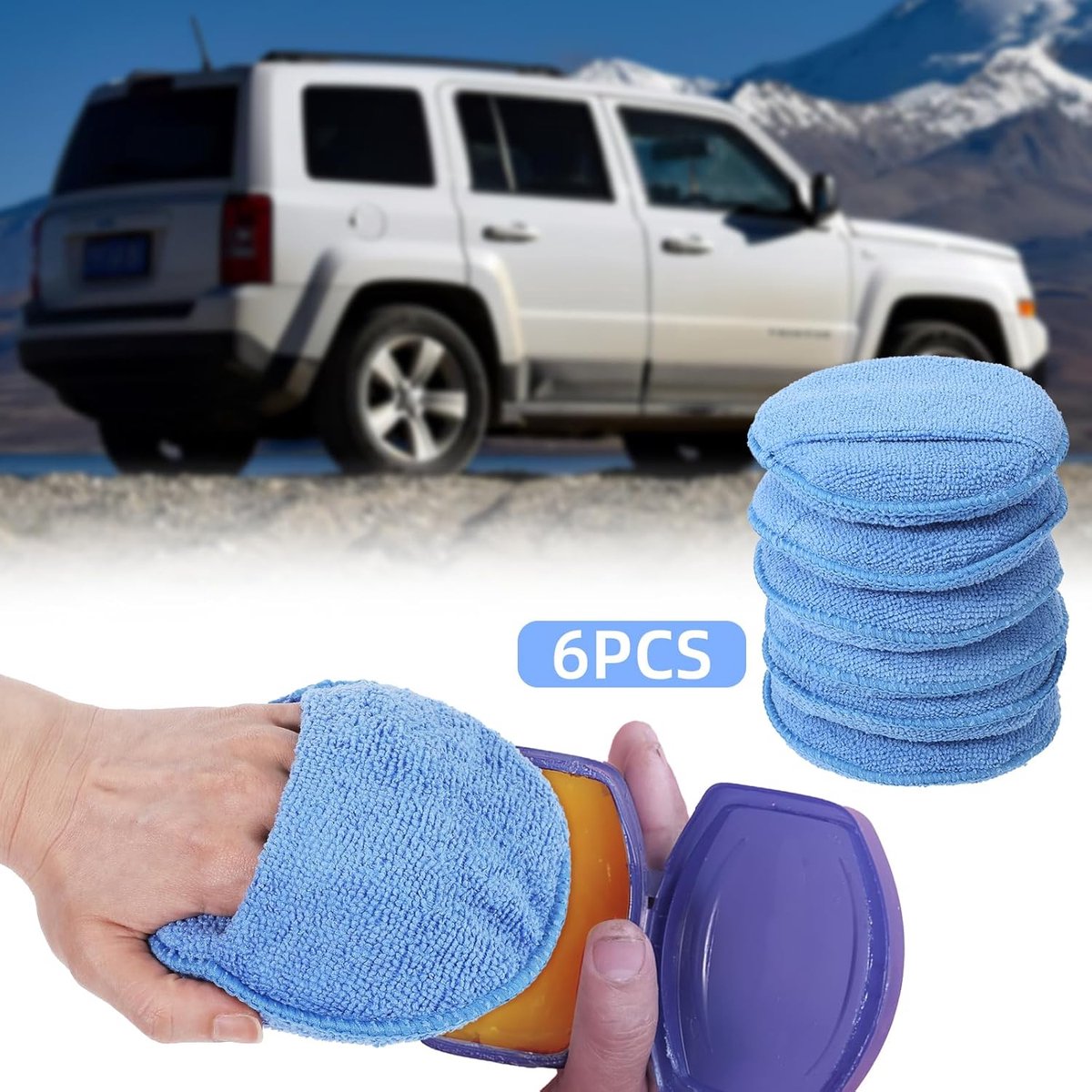Polishing Sponge - Car Polishing Pads - Car Cleaning Sponges Polishing Pads - For Car Care - Polish Foam Applicator Pads - 6 Pieces ø 125mm - For Cars, Trucks, Boats, Cleaning and Fine Polishing - Image 2