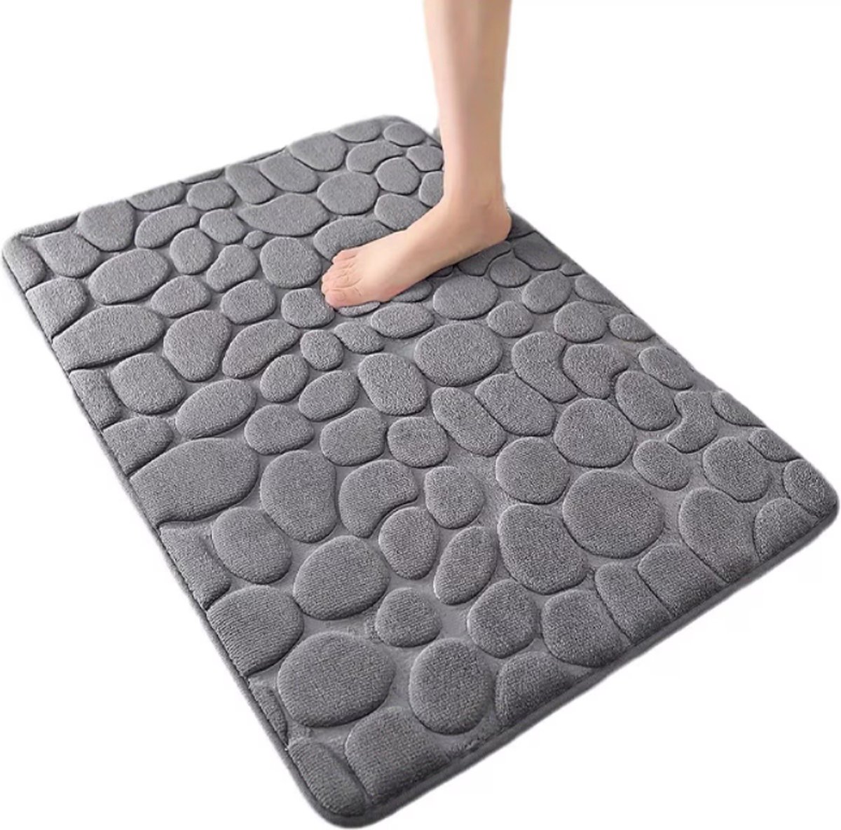Bath Mat - 40x60 Cm - Shower Mat - Floor Mat - Bathroom Mat or Toilet Mat - Absorbent Bath Mat - Bath Mats - Bathroom Accessories - Easy to Wash - With Pebble Texture - Absorbent Floor Mats - Dark Grey - 1 Piece - Image 1