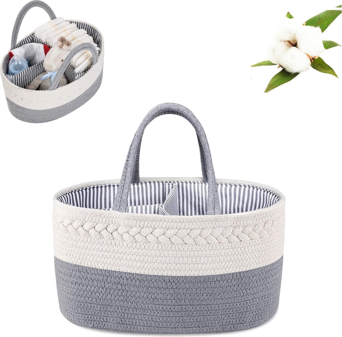 Diaper Bag - Changing Table Basket - Diaper Basket - Changing Bag - Diaper Organizer - Nursery Storage Basket - Baby Diaper Organizer - Diaper Organizer - Maternity Gift - Toy Basket - For Nursery Accessories - Baby Shower - Removable Dividers - Image 1