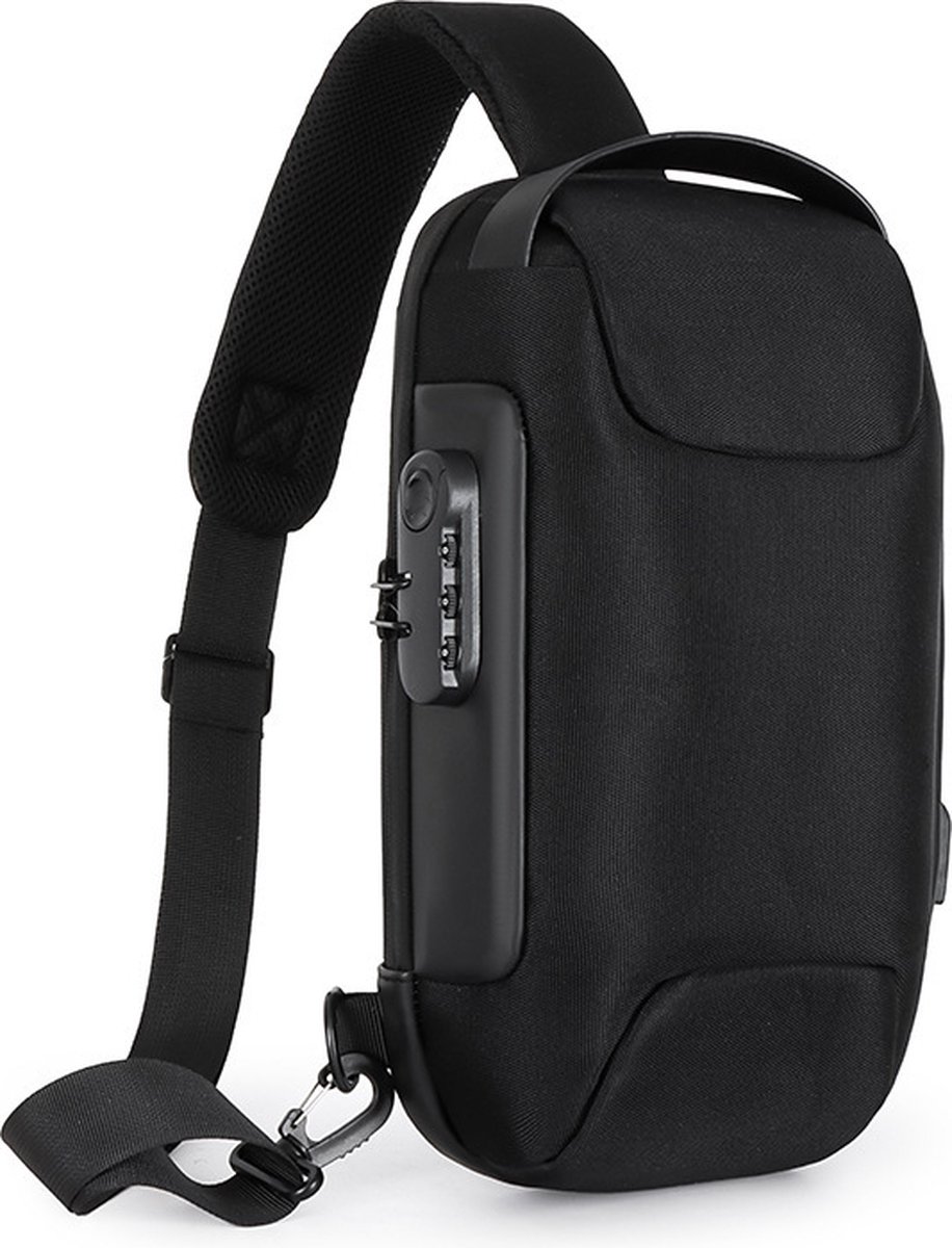 Crossbody Bag - Sling Bag - Chest Bag - Anti-Theft & Waterproof - With USB - Crossbody Bags - Women - Men - Black - Men's Crossbody Bag - Stylish and Practical Sling Bag - Crossbody Bag for Everyday Use, Hiking, Travel & Festivals - Image 1