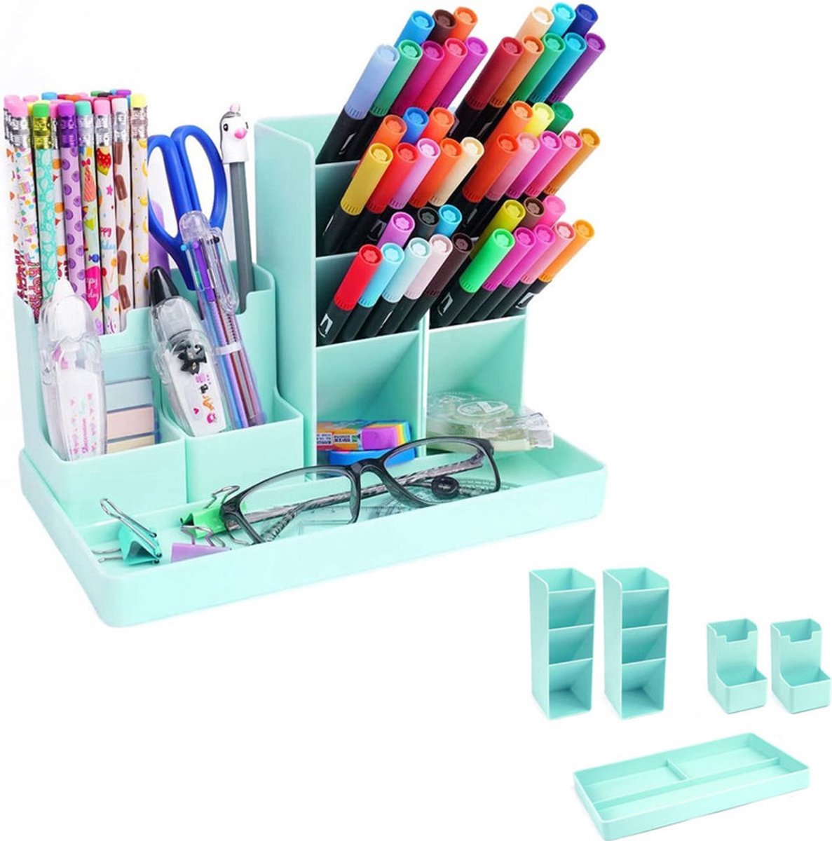 Pen Tray - 13 Compartments - Pen Holder - Desk Organizer - Pen Trays - Desk Organizer - Pen Case - Plastic - Removable - Storage System - Letter Tray - Desk Accessories - Vegetable - Image 1