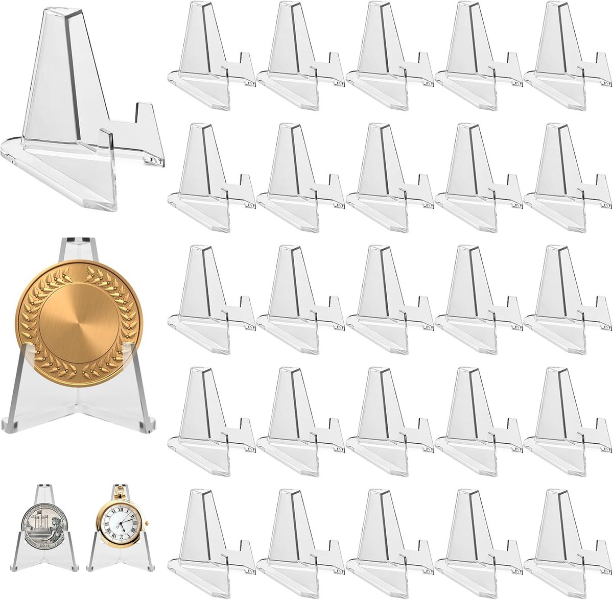 Coin Display - 24 Pieces - Coin Stand - Card Holder - Holder Suitable for Cards - Card Holder - Coin Stands - Transparent - Business Card Holder - Coin Holder - Card Rack - Card Holder - Suitable for Pokemon Top Loader - Image 1