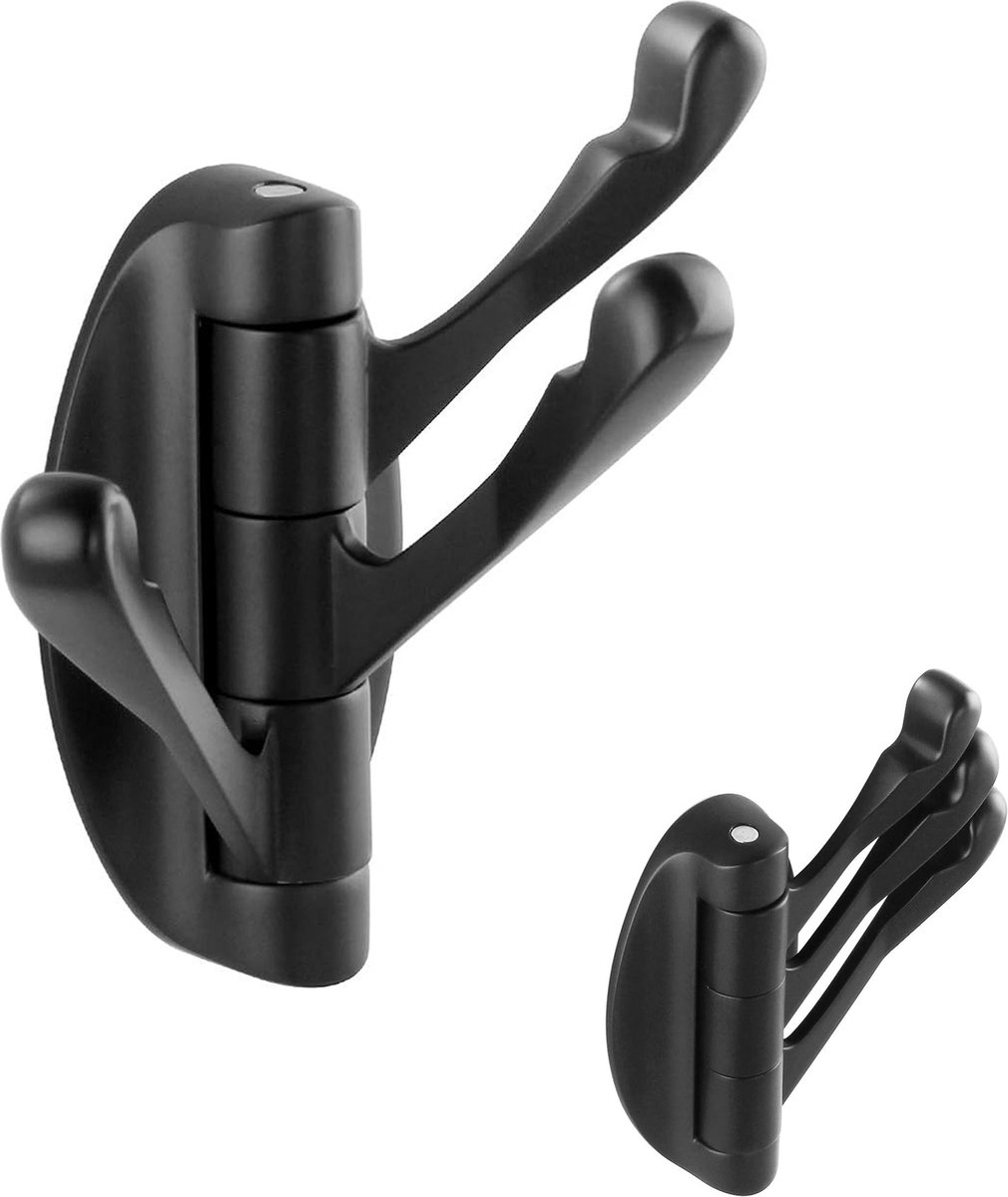 Wall Hook - Swivel Hooks - Foldable Towel Hook - Triple Hook - Hooks - Hanging Hooks - Wall Hook - Coat Hook - Towel Hanger - Towel Hooks - Coat Rack Hook - Coat Rack Hooks - Hat Hook - Metal - For Bathroom, Kitchen - Matte Black - Image 1