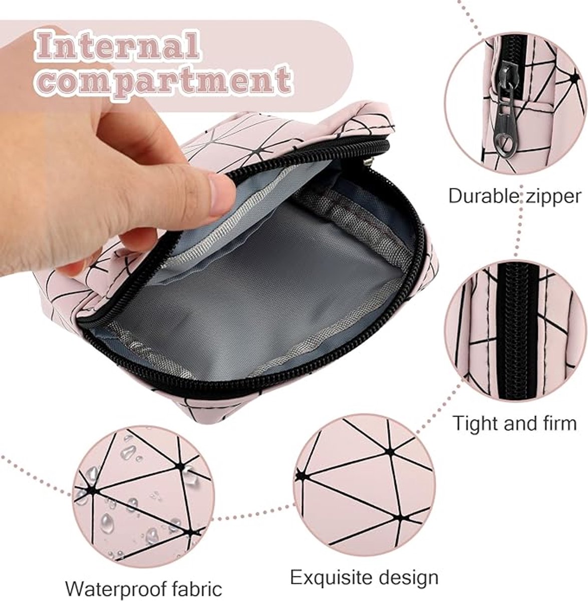 Sanitary pad organizer - Mini sanitary pad organizer - Tampon organizer - Reusable menstrual bag - Sanitary pad organizer with zipper - Menarche organizer set - for women - teenagers - girls and school - Image 4