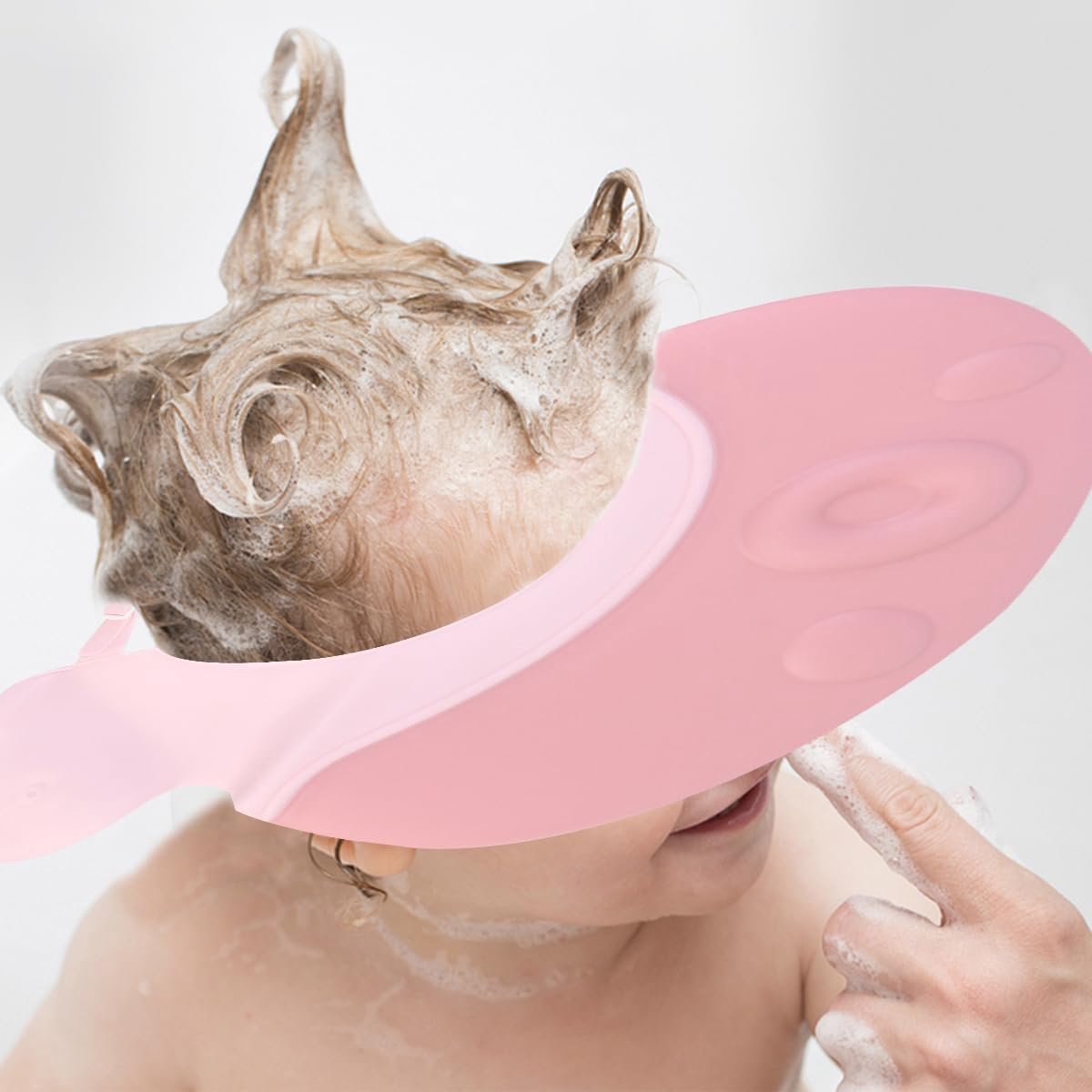 Shower cap - Shower cap - Bath cap - Baby shower cap - Child's hair washing aid cap - Shower cap - Shower cap for children - Silicone bath and shower cap - Cap - Adjustable - For toddler and baby - Pink - Image 4