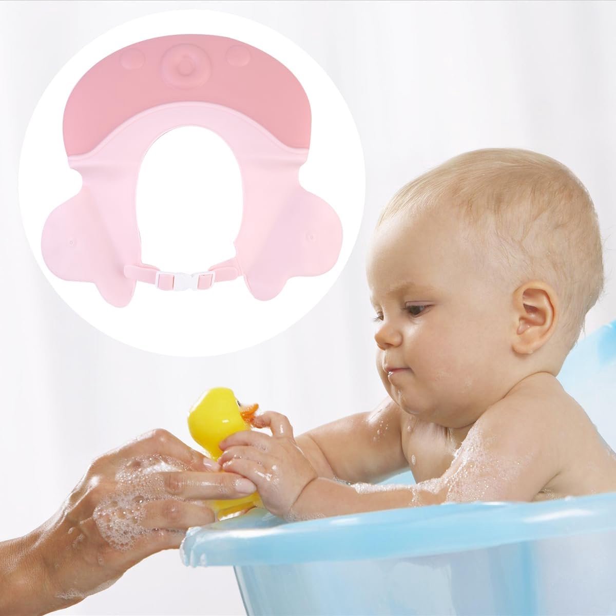Shower cap - Shower cap - Bath cap - Baby shower cap - Child's hair washing aid cap - Shower cap - Shower cap for children - Silicone bath and shower cap - Cap - Adjustable - For toddler and baby - Pink - Image 5