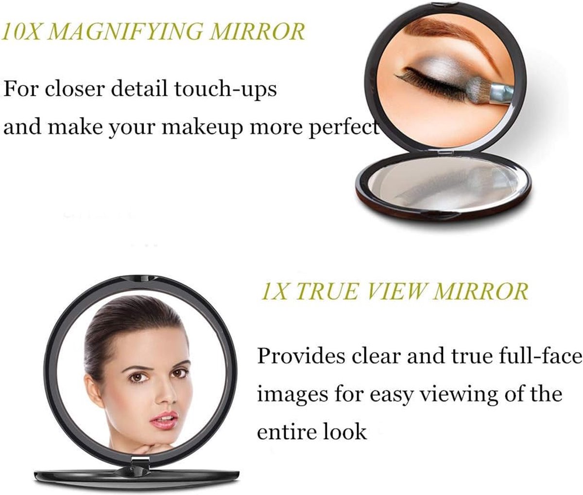 Makeup Mirror - Mirror - Hand Mirror - Pocket Mirror - Travel Mirror - Makeup Mirror - Mini Makeup Mirror - Foldable - Foldable - Compact - Portable - Black - Image 4