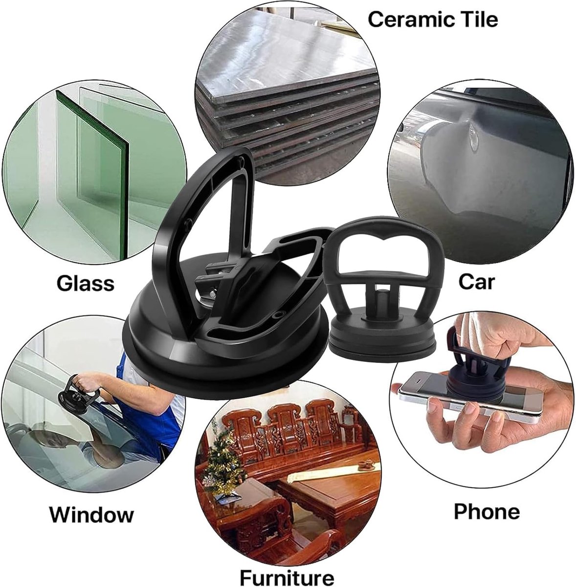 Mini Car Dent Remover - 3 Pieces - Dent Removal Station - Suction Cup - Glass Carrier - 5.8cm - Car Dent Puller - Dent Puller - Mini Car Dent Puller - Black - Image 5