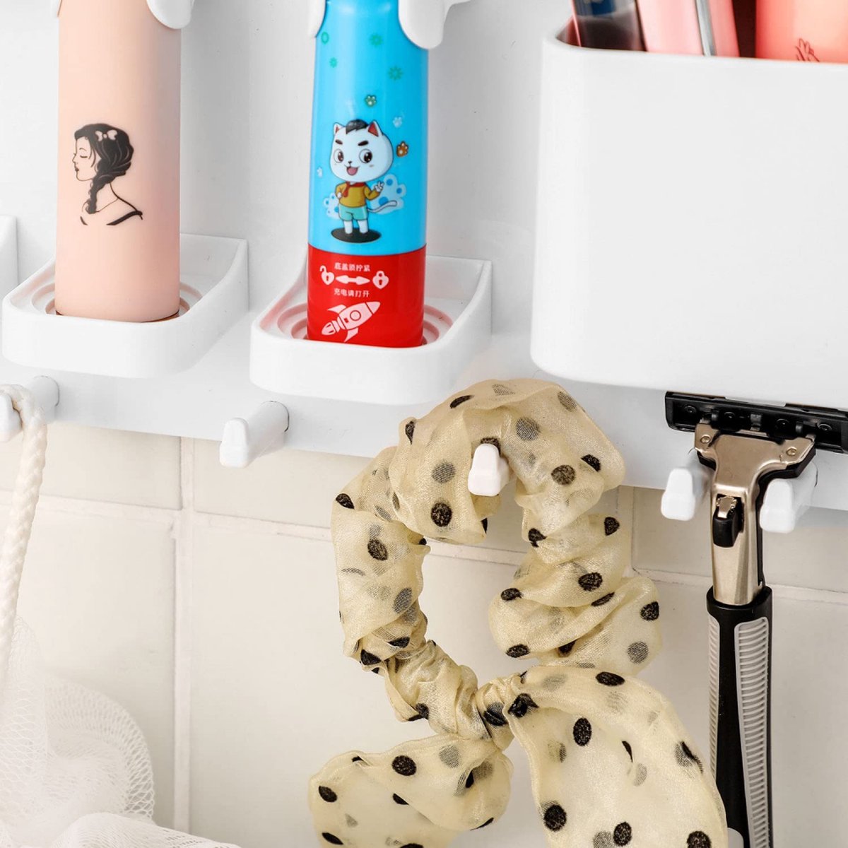 Toothbrush Holder - Electric Toothbrush Holder - High Quality - Adjustable - Wall-Mounted - Drying - Razor Holder - Bathroom Organizer - Universal - Self-Adhesive - No Drilling Required - White - Image 5