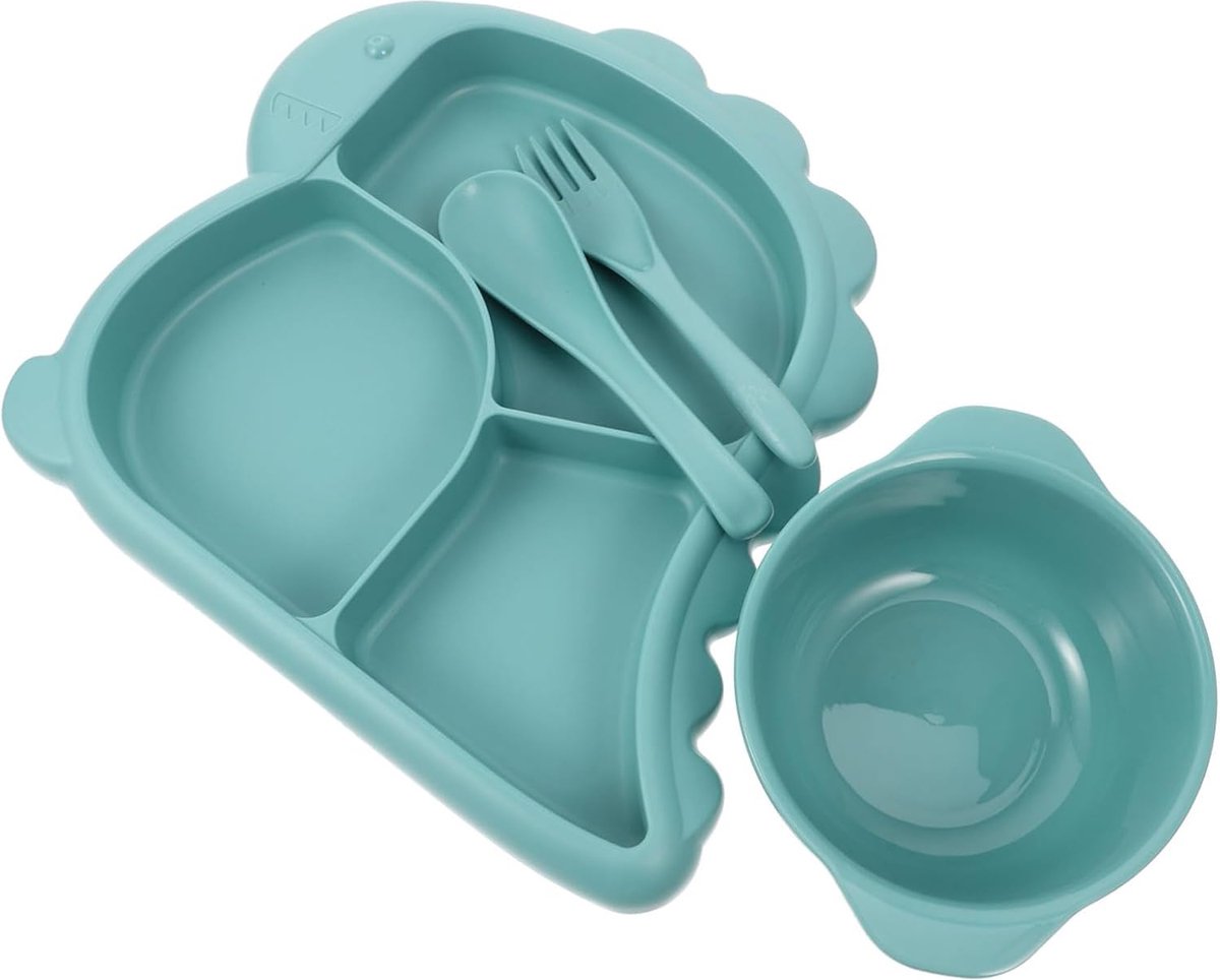 Children's Plate - Baby Plates - 4-Piece Set - BPA-Free - Children's Tableware - Non-Slip Base - Fork / Spoon - Food-Safe Material - Baby Gift - Unbreakable - Durable - Oven, Freezer, Microwave, and Dishwasher Safe - Image 1