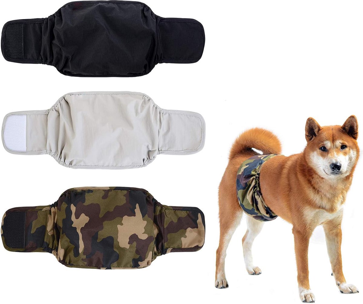 Dog Heat Pants - 3 Pieces - Dog Pants - Dog Diaper - Size L - Super Absorbent - Washable - Reusable - Prevents Unwanted Pregnancies in Female Dogs - Eco-Friendly - Perfect Fit - For Incontinence and Heat - Image 1