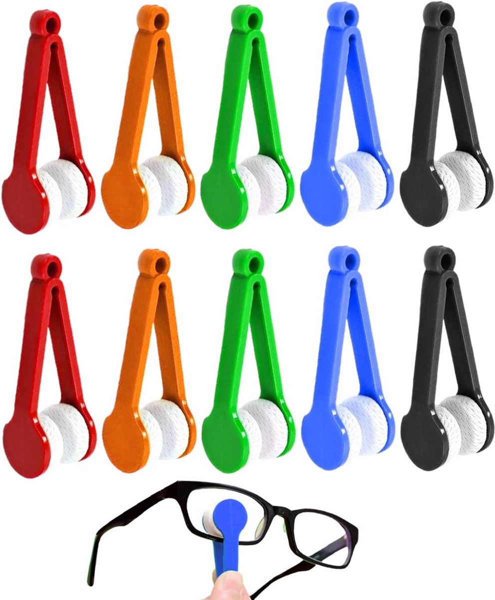 Eyeglass Cleaning Cloths - 10 Pieces - Microfiber Cloths - Mini Lenses - Eyeglass Cleaning Cloths - Soft Brush Cleaning Clip - High Quality Microfiber Cloths - Sunglasses Cloth - Cleaner - 5 Colors - Image 1