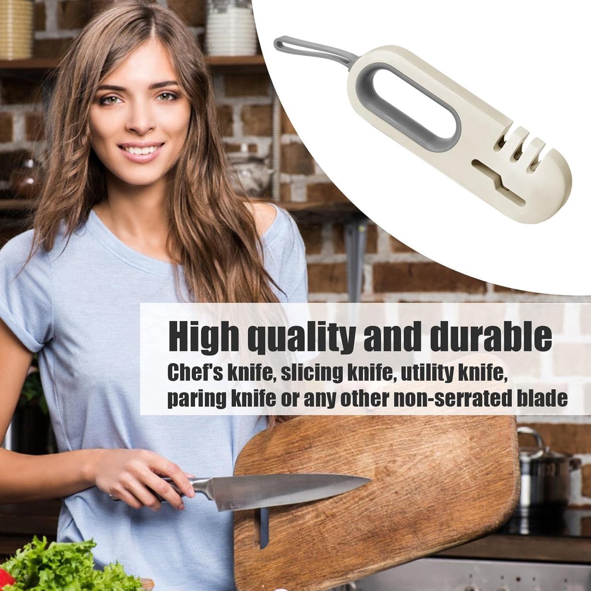 Knife Sharpener - 4-in-1 Knife Sharpener - Sharpening - Whetstone - Anti-Slip Knife Sharpener - Pull-through Sharpener - Honing Steel - Scissor Sharpener - Kitchen Knife Sharpener - Kitchen Sharpening Angles - Suitable for Scissors and Knives - Stainless - Image 3