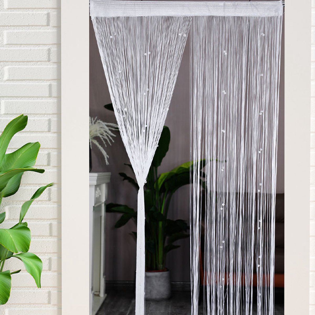 Door Curtain - 100 * 200 cm - Fly Curtain - Decorative Curtain - Plastic Fly Curtain - Easy Installation - Luxury Door Screen - Fly Screen Curtain - Beige - Image 1