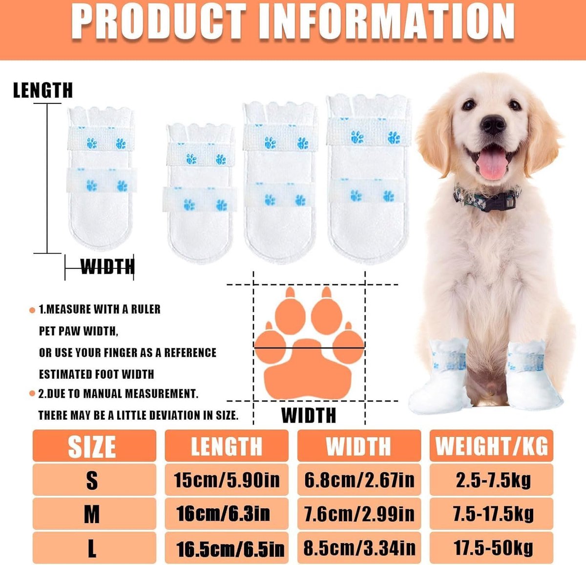 Dog Socks - 40 Pieces - Disposable Pet Socks - Waterproof - Non-Slip Dog Socks - Dog Shoes Paw Protector Socks for Dogs - Velcro Closure - Breathable - Adjustable - Pet Paw Protector - Dog Shoes - Size M - Image 2
