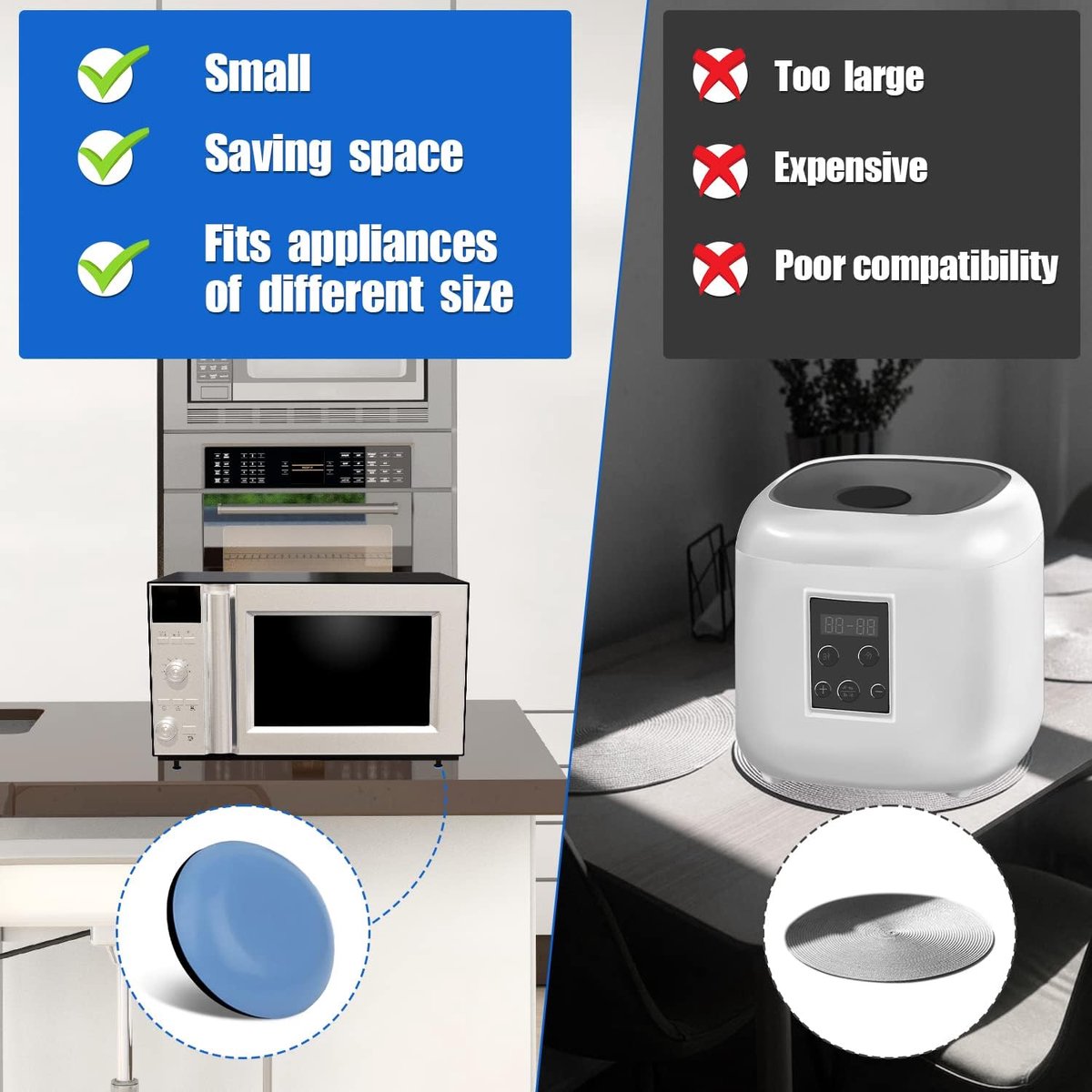24 Piece Appliance Sliders - Furniture Protection - 19mm - Appliance Slider - Kitchen Appliance Sliders for Countertop Easy to Move and Space-Saving - Anti-Scratch - For Coffee Machines, Air Fryer, Pressure Cookers, Deep Fryer - Image 2