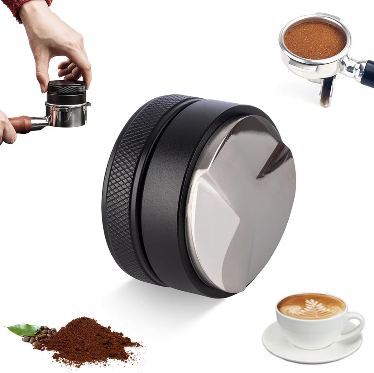 Coffee Distributor - 53mm - Coffee Distributor - Espresso Distributor - Coffee Distributor - Coffee Tamper - Espresso Tamper - Coffee Stamper - Coffee Leveler - Quick Mill - Espresso Machine - Barista Essentials - Black - Image 1