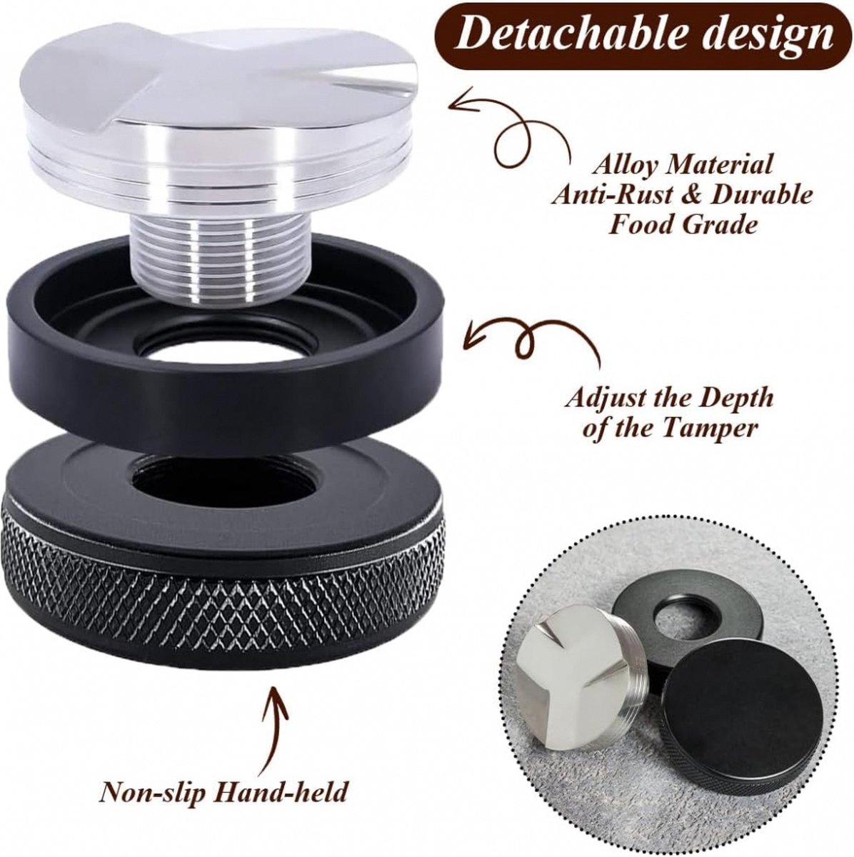 Coffee Distributor - 53mm - Coffee Distributor - Espresso Distributor - Coffee Distributor - Coffee Tamper - Espresso Tamper - Coffee Stamper - Coffee Leveler - Quick Mill - Espresso Machine - Barista Essentials - Black - Image 4