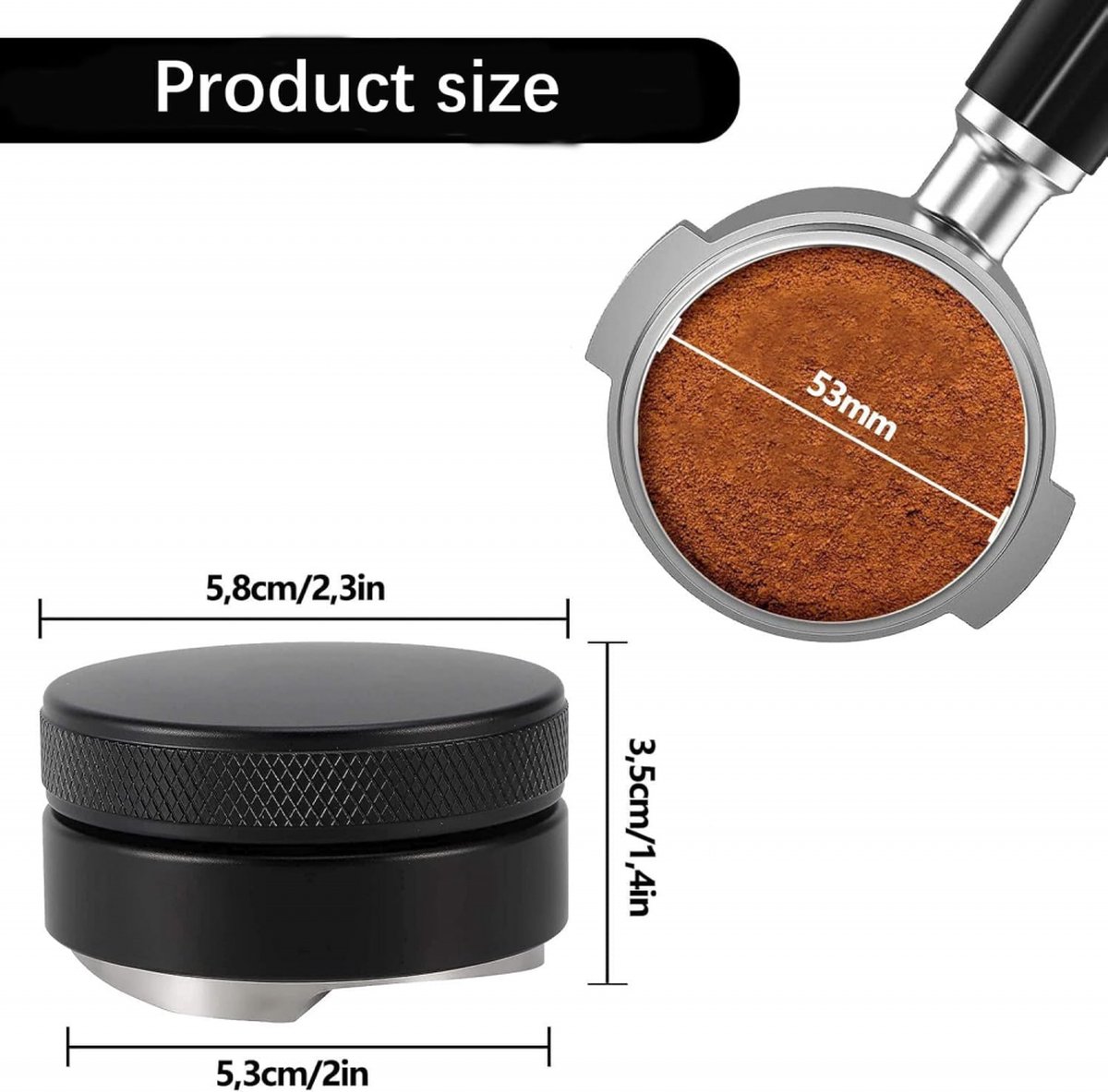 Coffee Distributor - 53mm - Coffee Distributor - Espresso Distributor - Coffee Distributor - Coffee Tamper - Espresso Tamper - Coffee Stamper - Coffee Leveler - Quick Mill - Espresso Machine - Barista Essentials - Black - Image 5