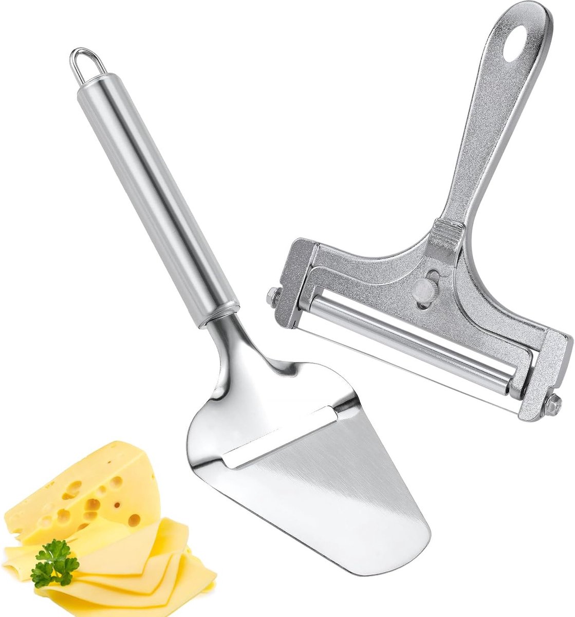 Cheese Slicer - 2-Piece Cheese Slicer Set - Cheese Grater - Cheese Cutter - Cheese Slicer for Young Cheese - Kitchen Accessories - For Block Cheese Butter - Wire Cheese Slicer - Image 1