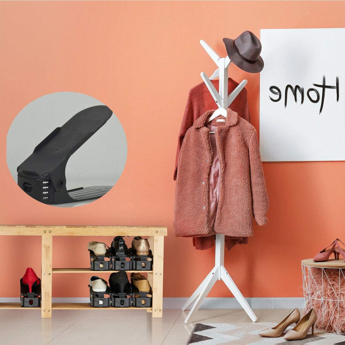 Shoe Storage System - 4 Pieces - Shoe Storage - Shoe Rack - Shoe Cabinet - Shoe Organizer - Storage System - Adjustable - Shoe Rack Shoe Cabinet - Black - Image 4