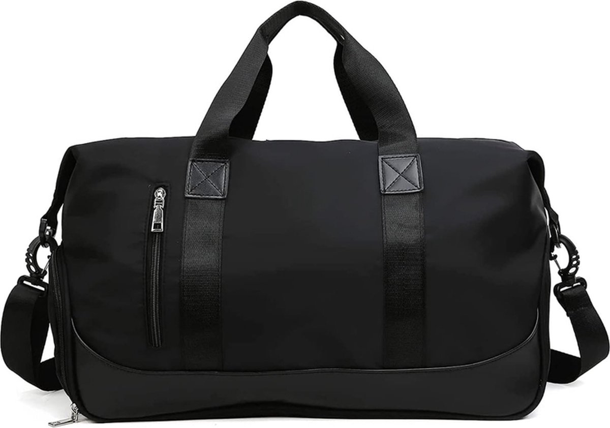Travel Bag - Gym Bag - Hand Luggage Travel Bag - 47 x 25 x 22 cm - Sports Bag - Shoulder Bag - Waterproof and durable - With shoe compartment - Wet and dry - Suitable for men and women Swimming Sports Travel Gym Bag (black) - Image 1